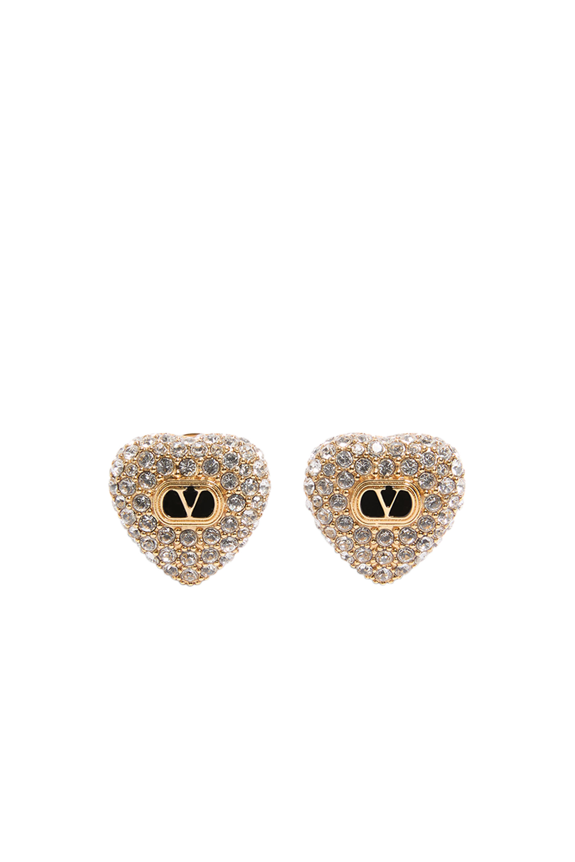 Crystal Heart VLogo Clip-On Earrings