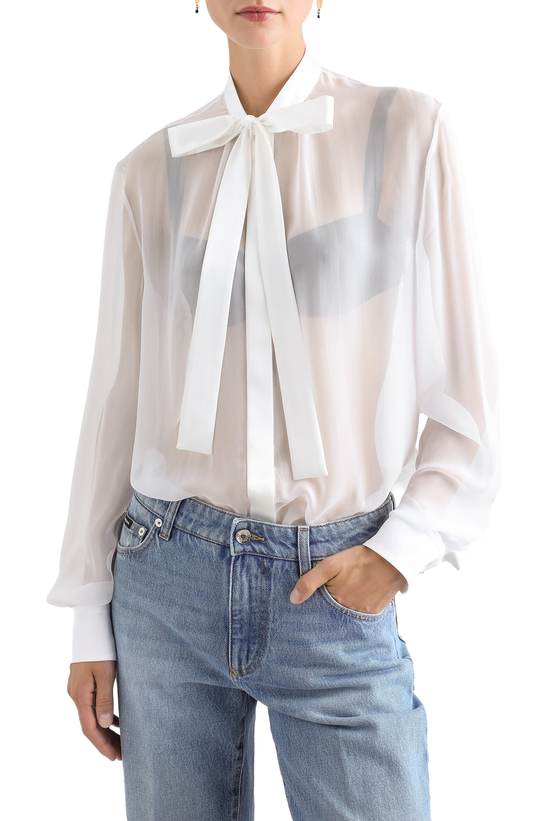 Chiffon Pussy-Bow Shirt