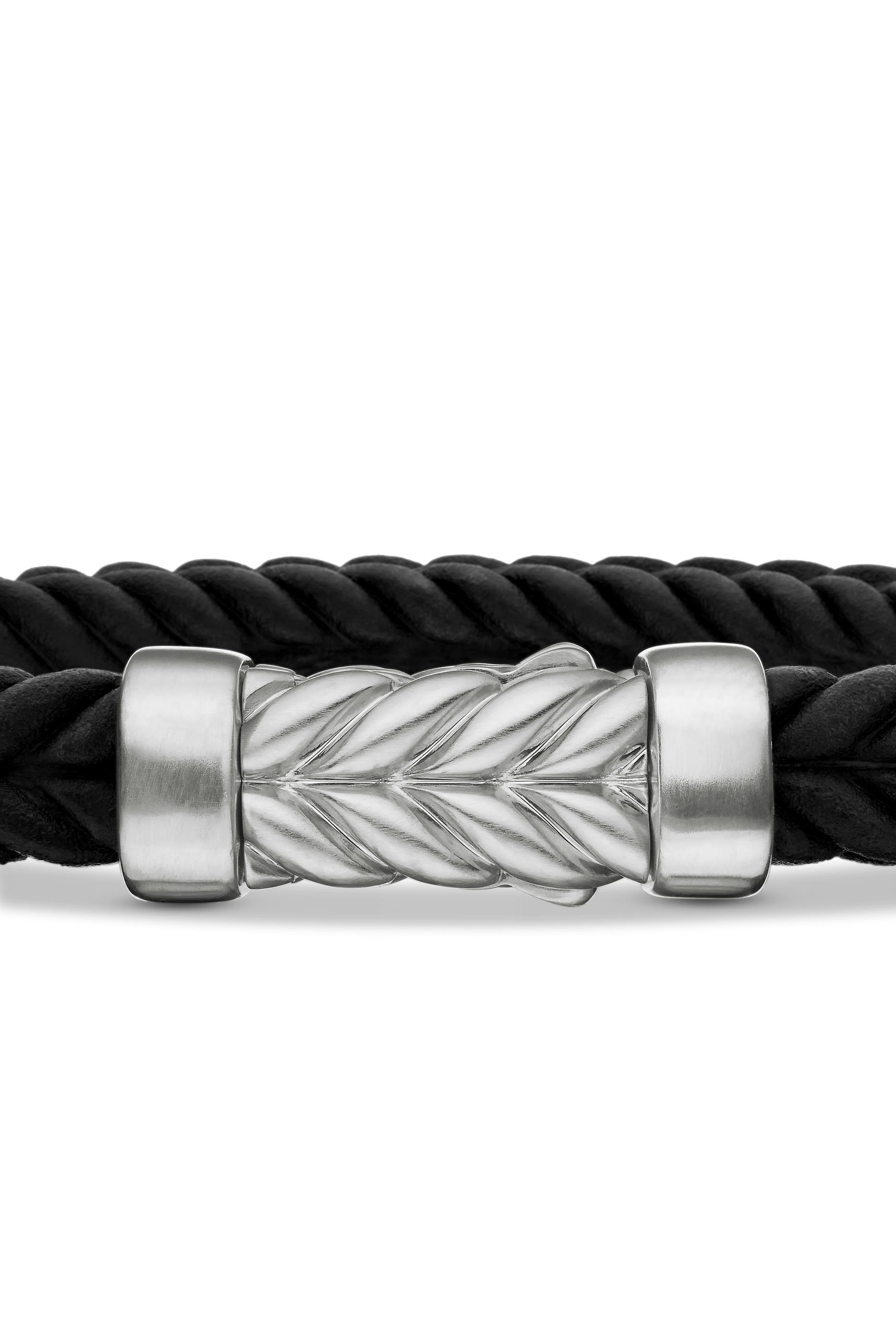  Chevron Bracelet,  Sterling Silver & Black Rubber