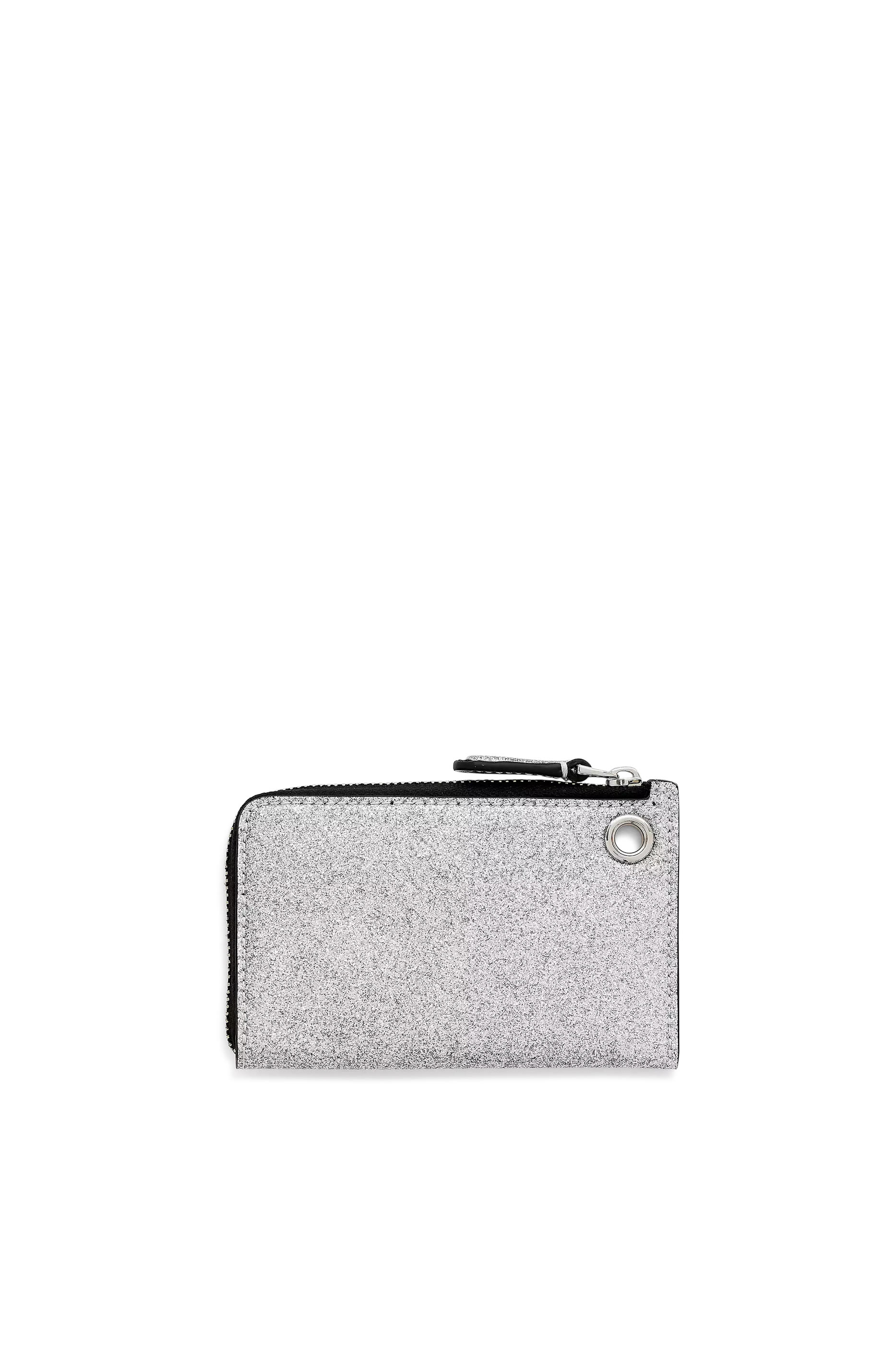Coated Glitter Everyday Top Zip Charm Wallet 