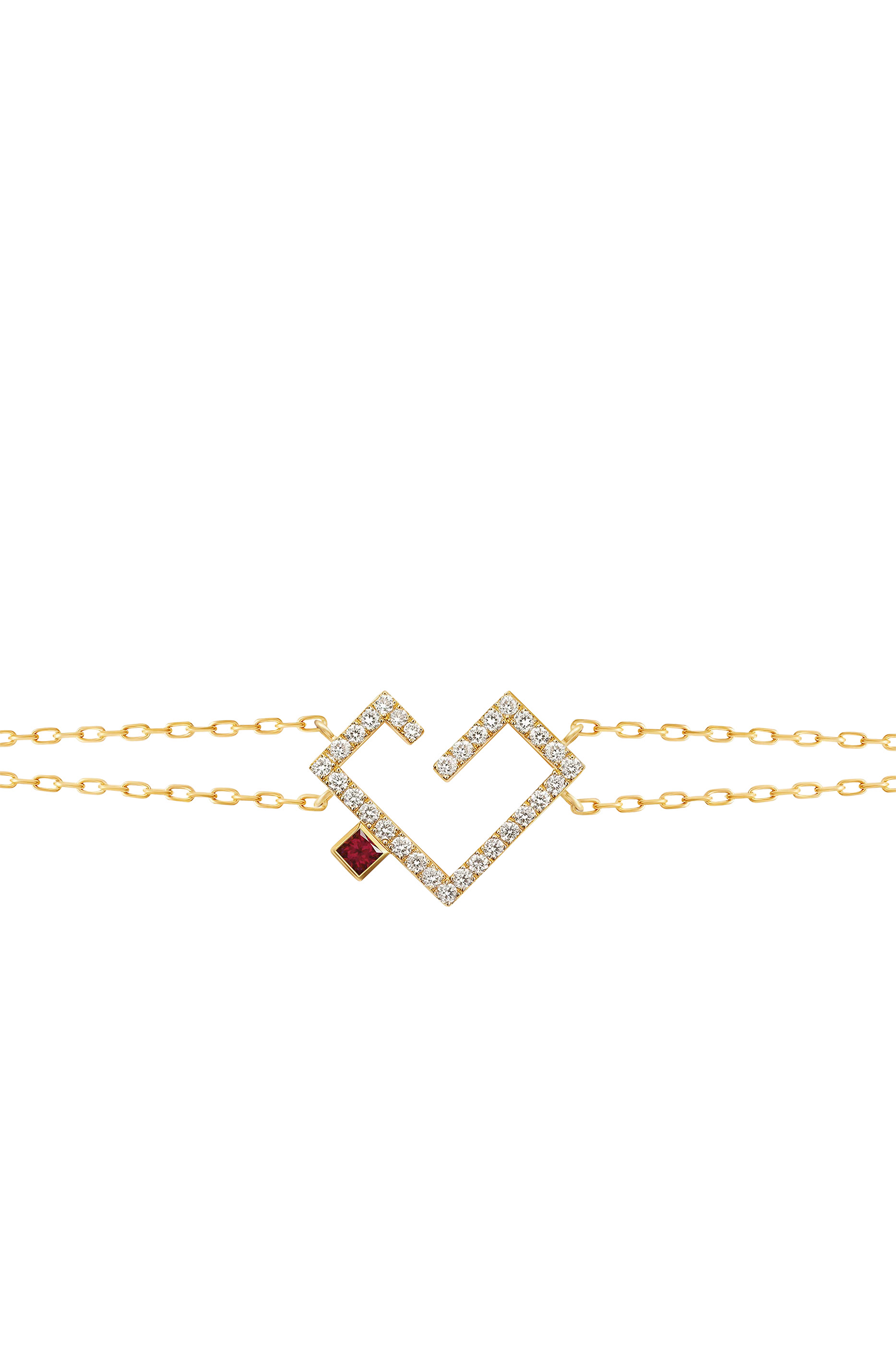 Hubb Full Diamond Bracelet, 18k Yellow Gold & Diamonds, Ruby
