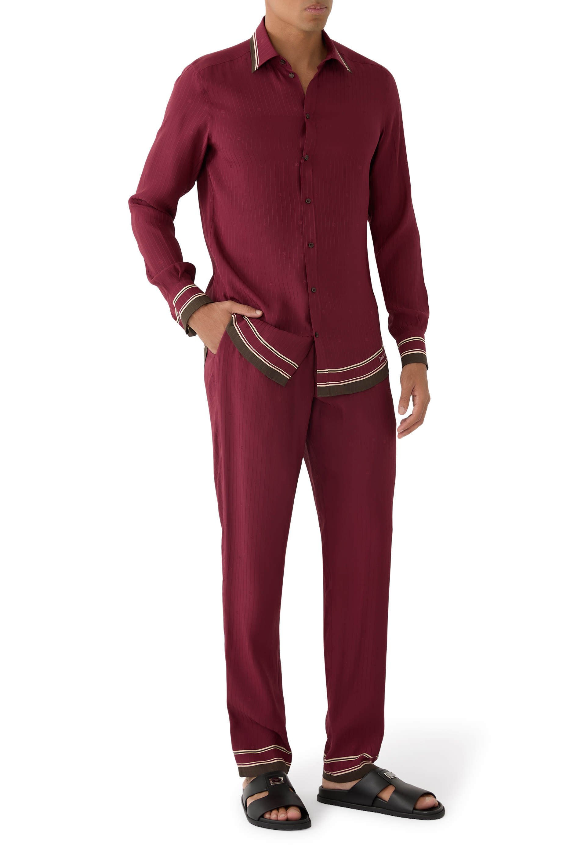 Logo-Print Striped Jacquard Trousers