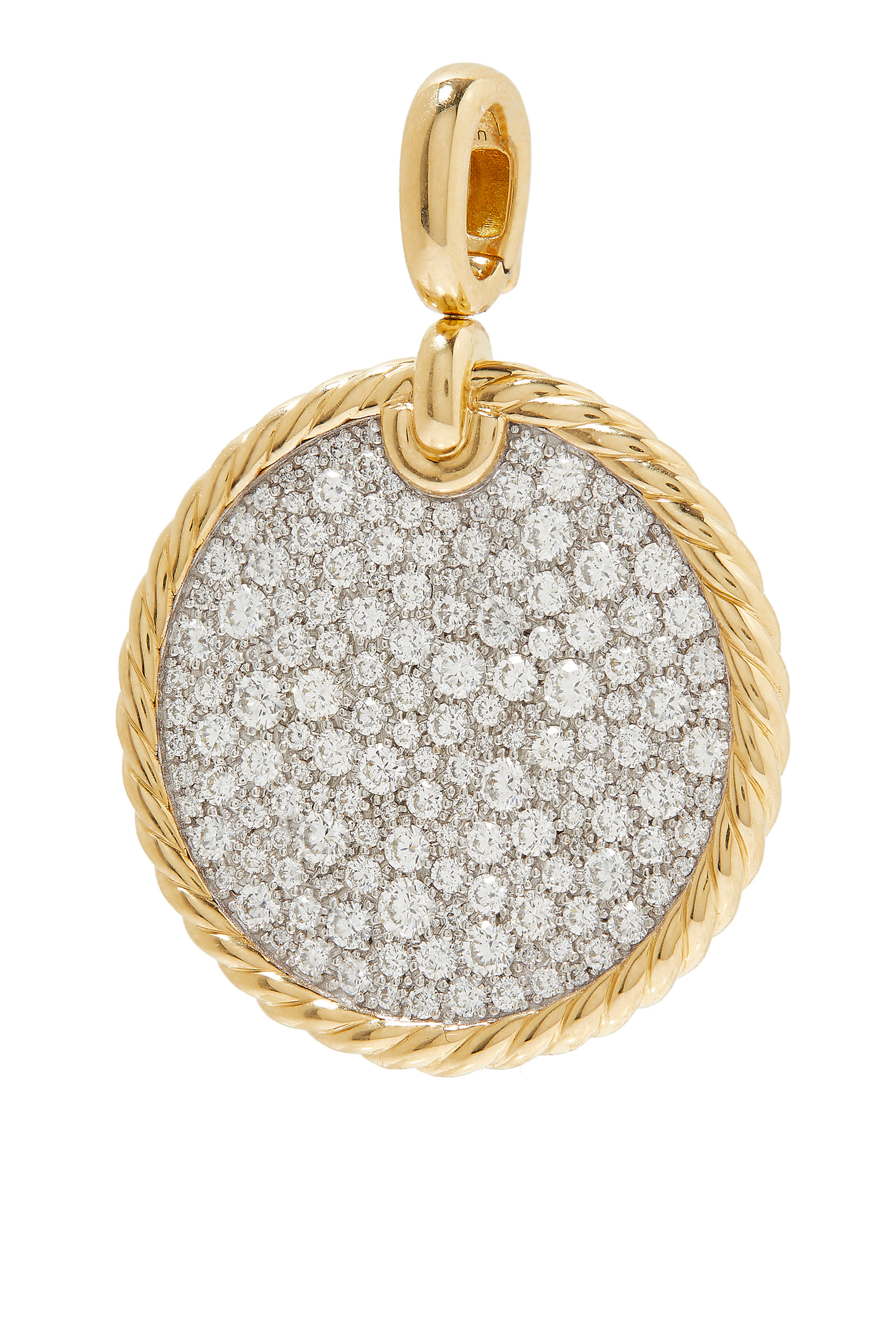 DY Elements&reg; Disc Pendant in 18K Yellow Gold with Pav&eacute; Diamonds