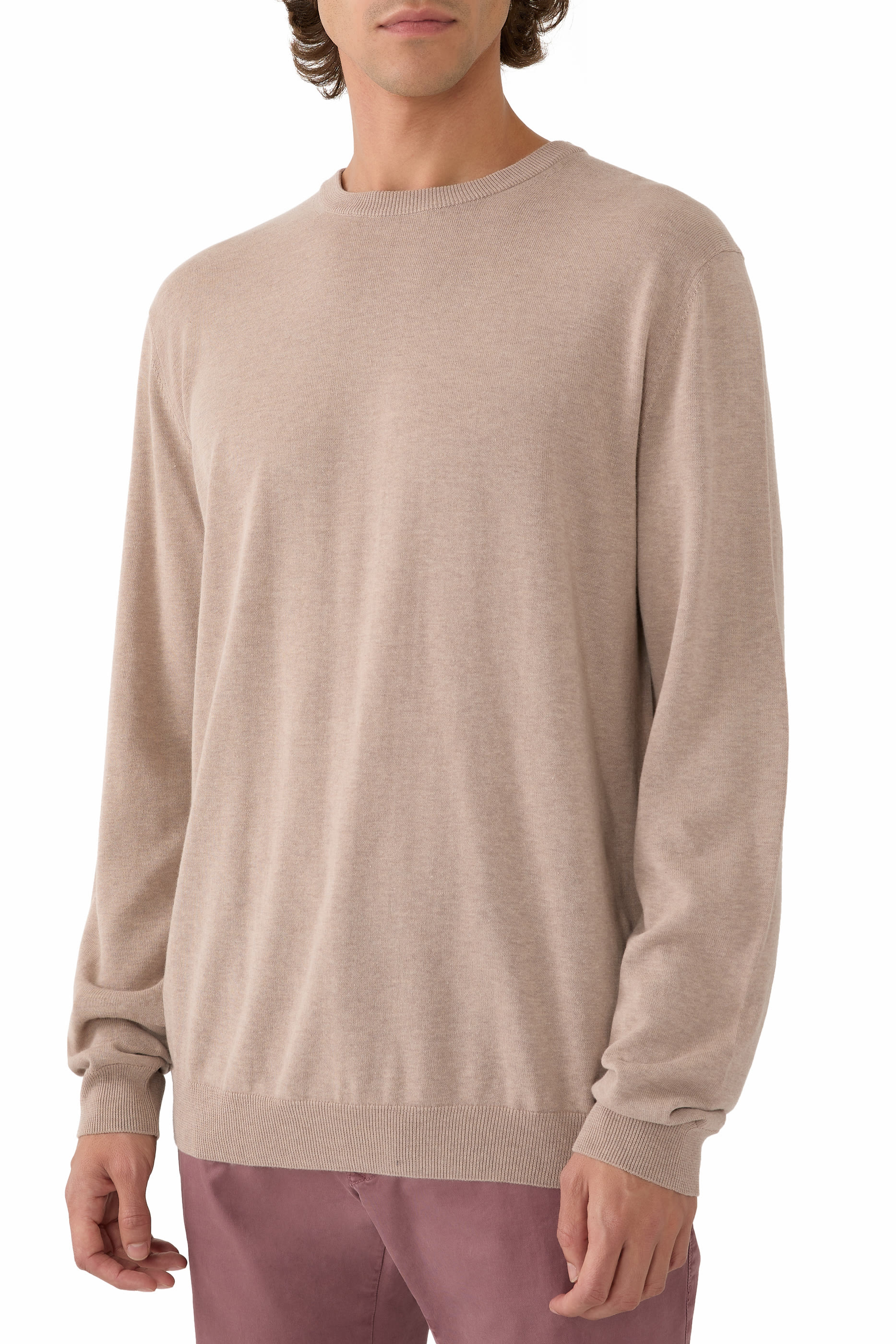 Slim-Fit Cotton Cr&ecirc;pe Crewneck Jumper