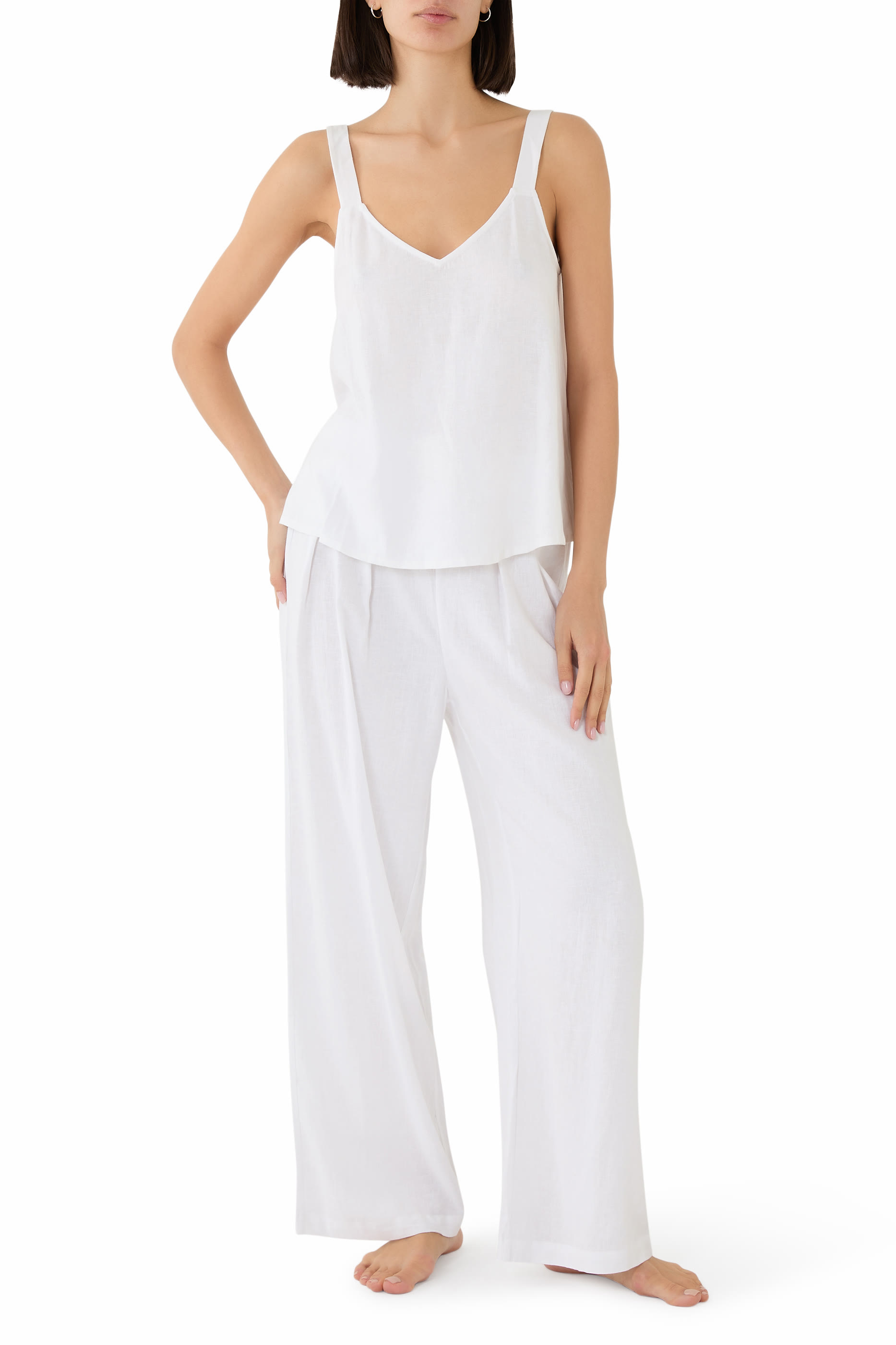 Linen Blend V Neck Cami