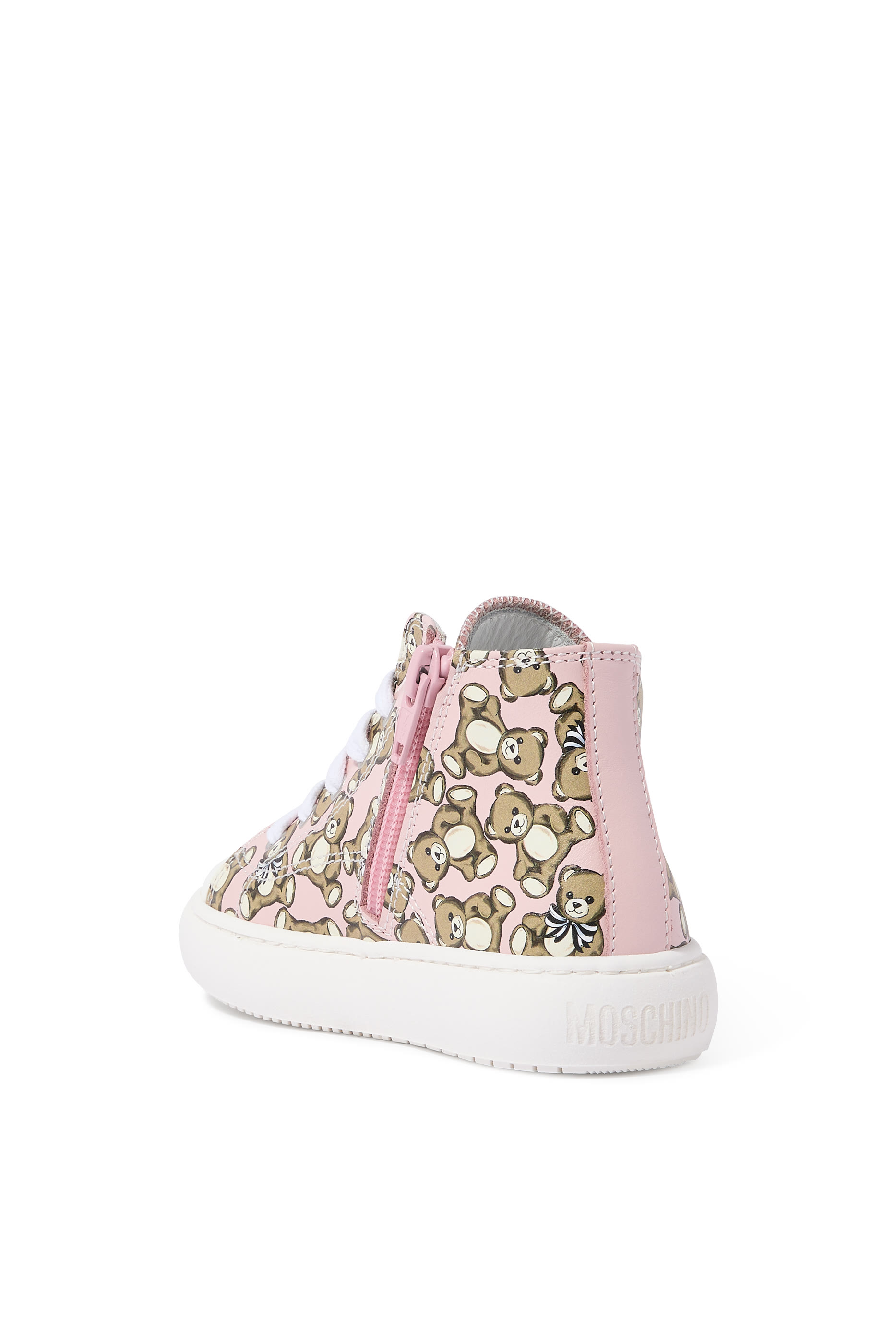 Kids All-Over Teddy Leather High-Top Sneakers