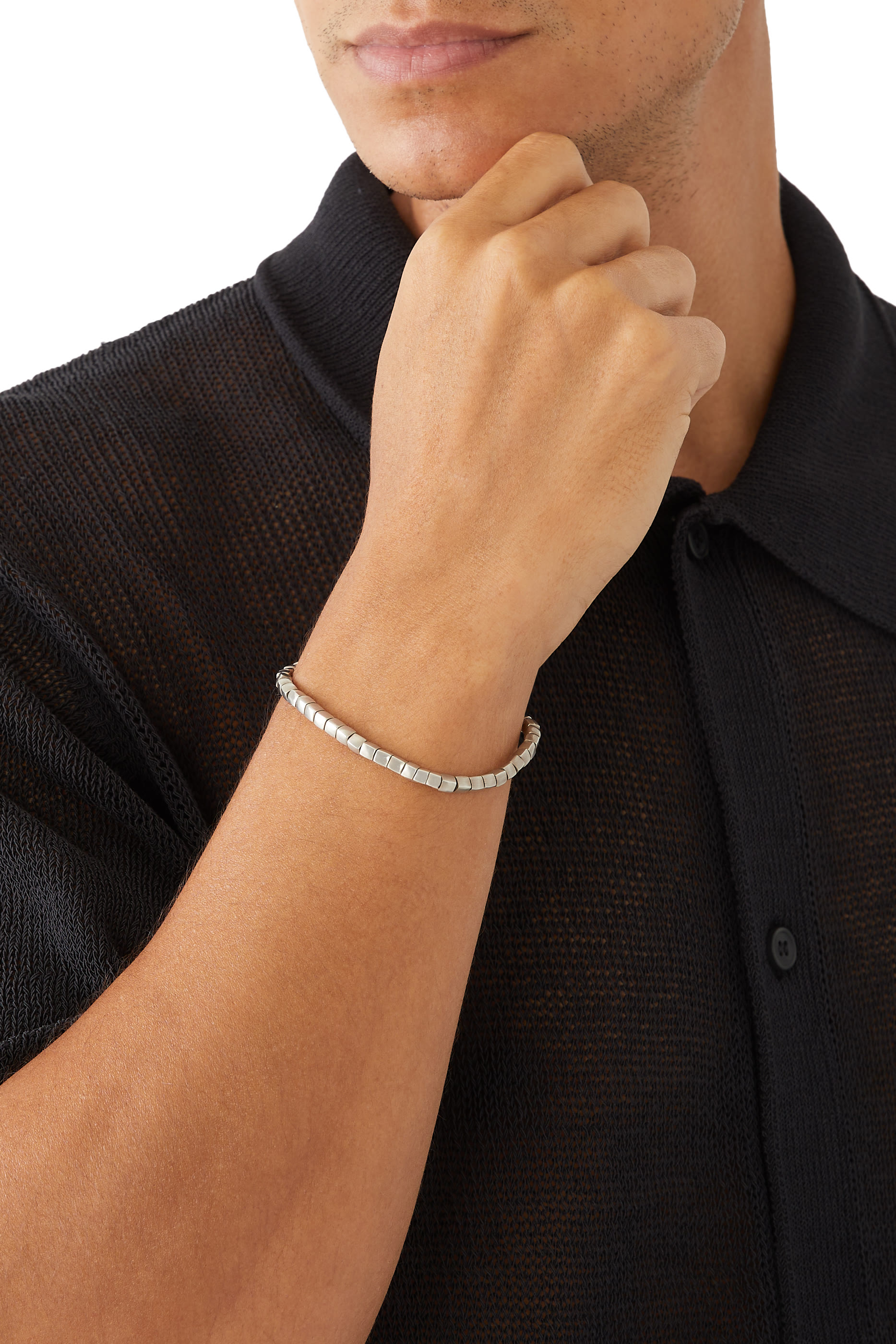 Spiritual Beads Cushion Bracelet, Sterling Silver