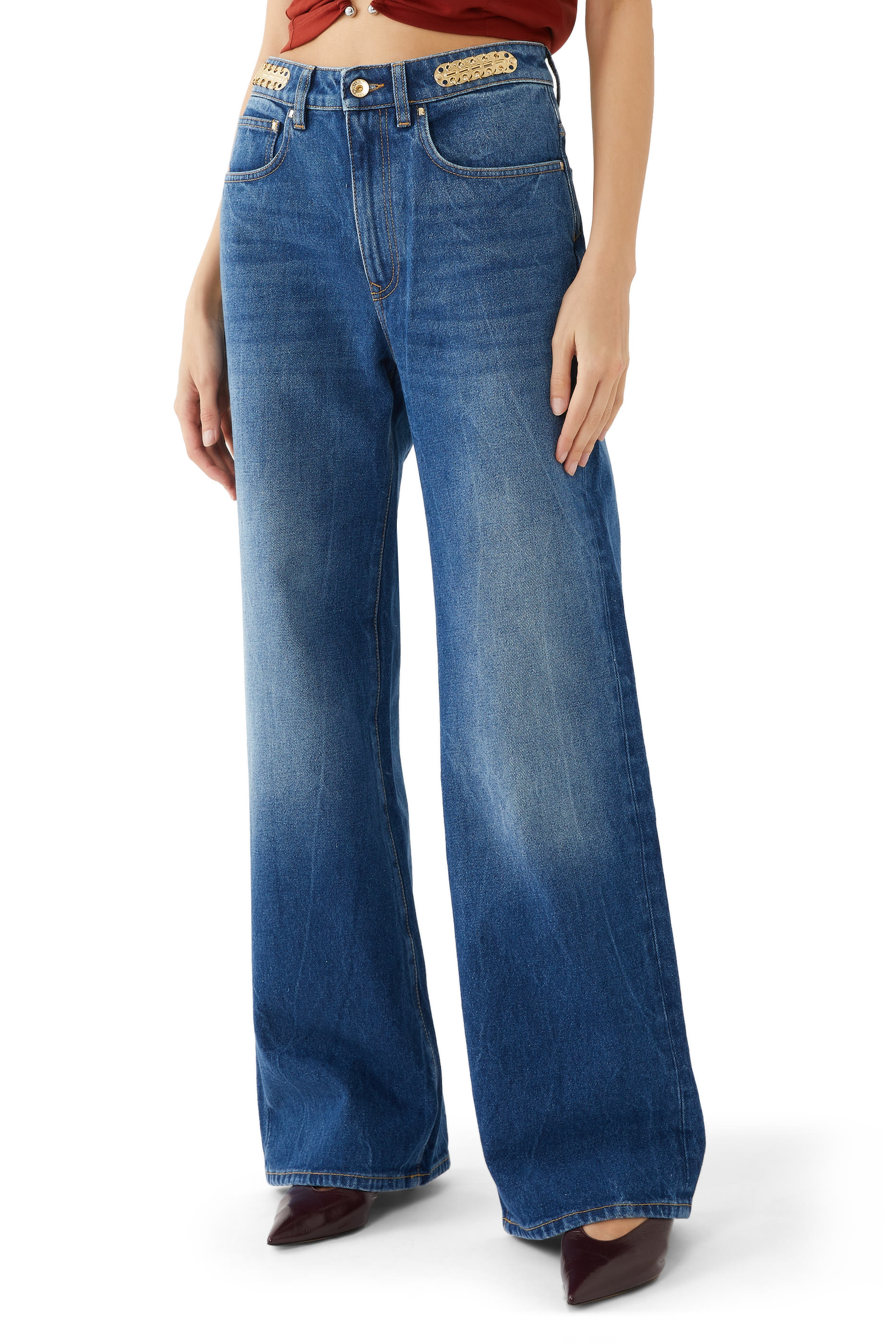 Straight-Cut Denim Jeans