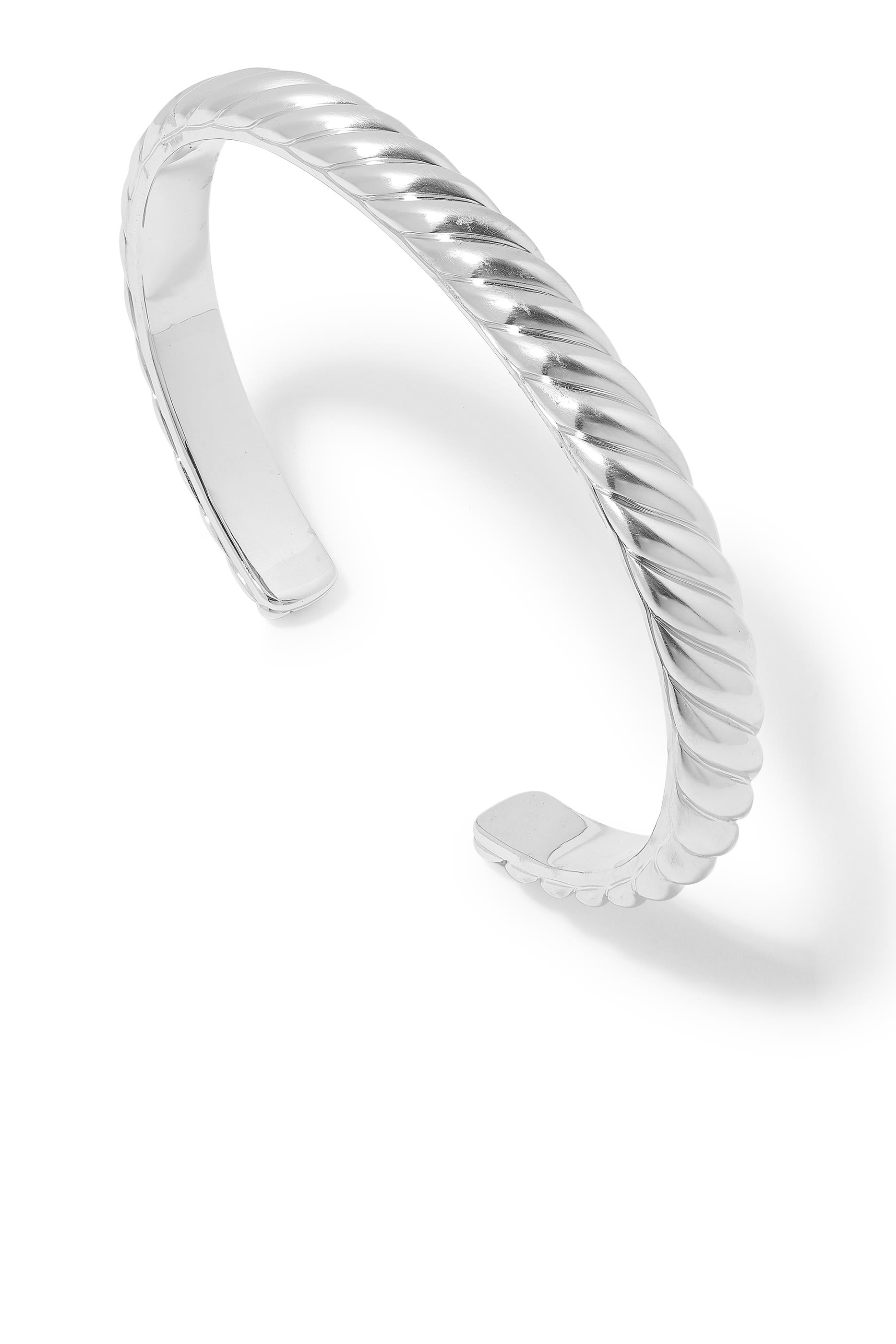  Sculpted Cable Cuff Bracelet in 18K White Gold 