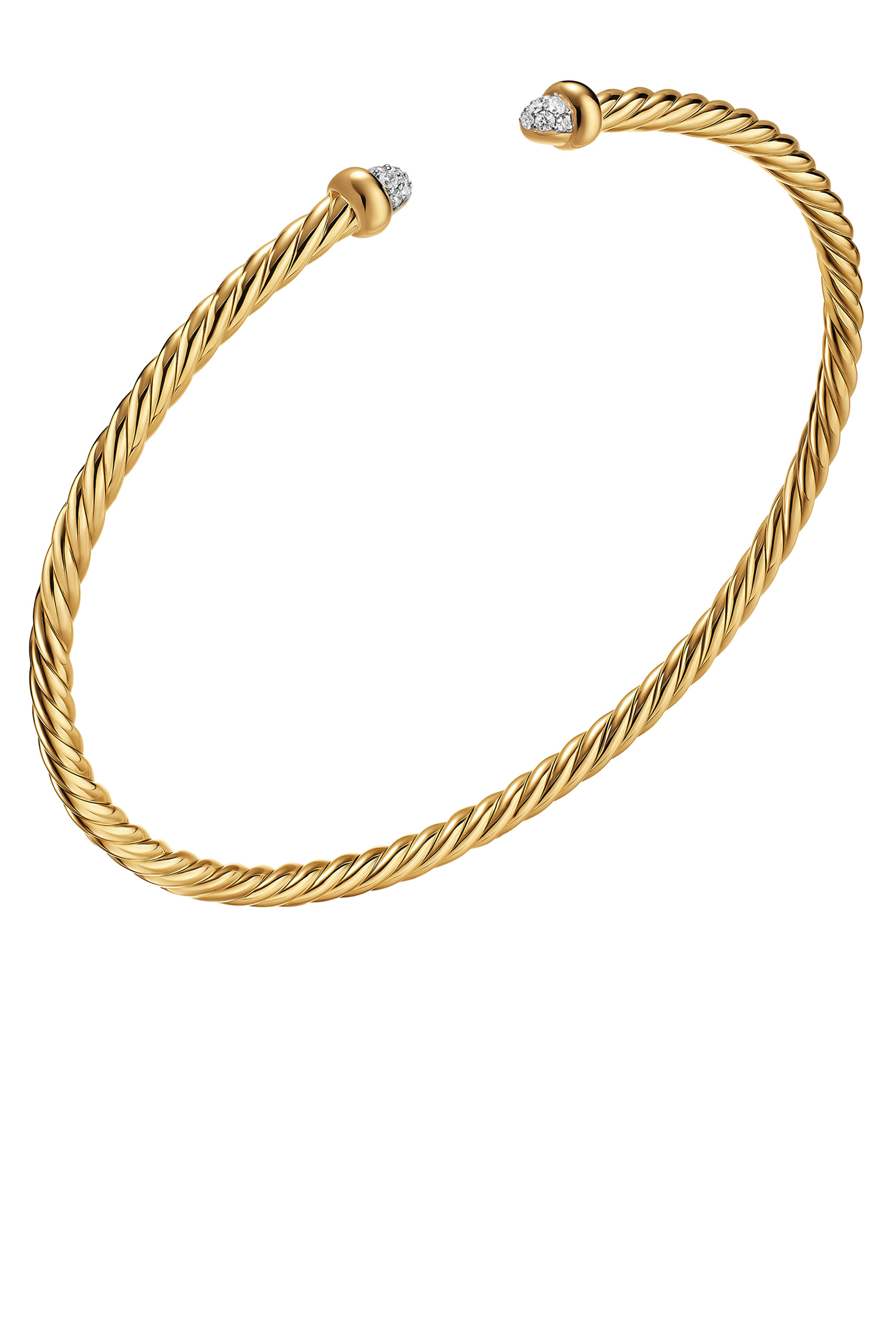 Micro Cablespira&reg; Flex Bracelet, 18K Yellow Gold & Diamonds