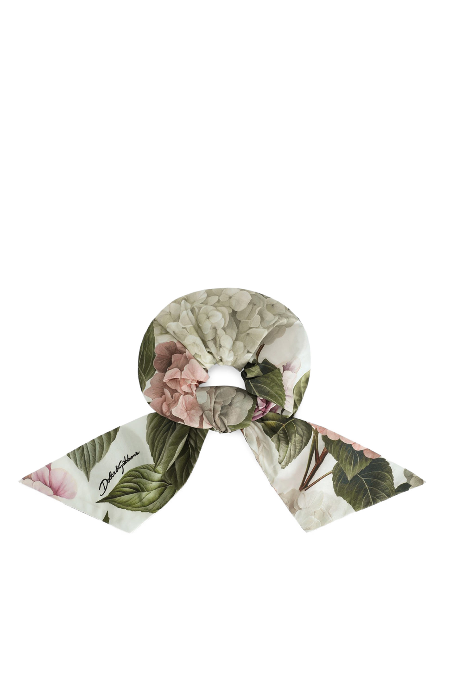 Hydrangea-Print Poplin Scrunchie
