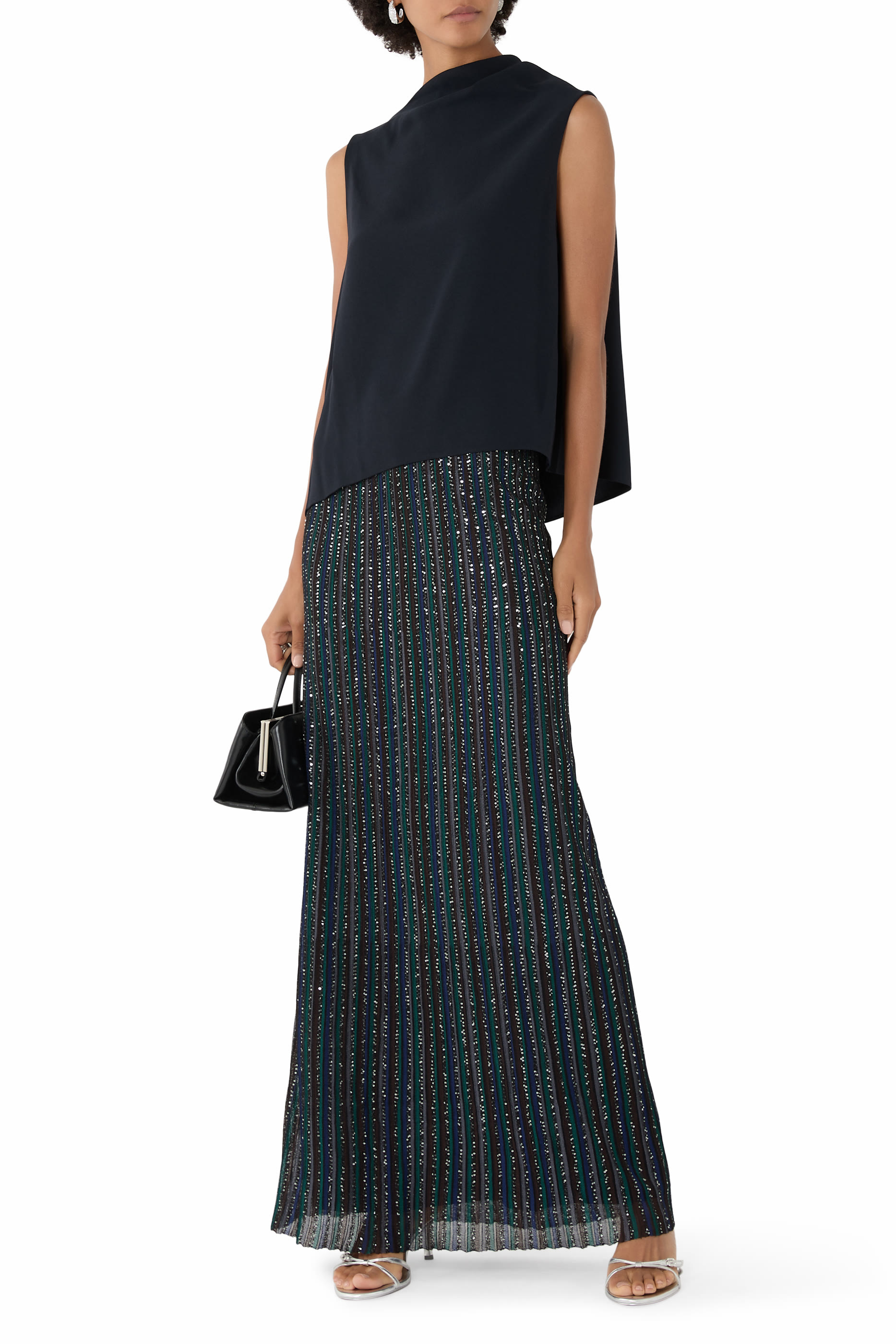 Striped Partial Long Skirt