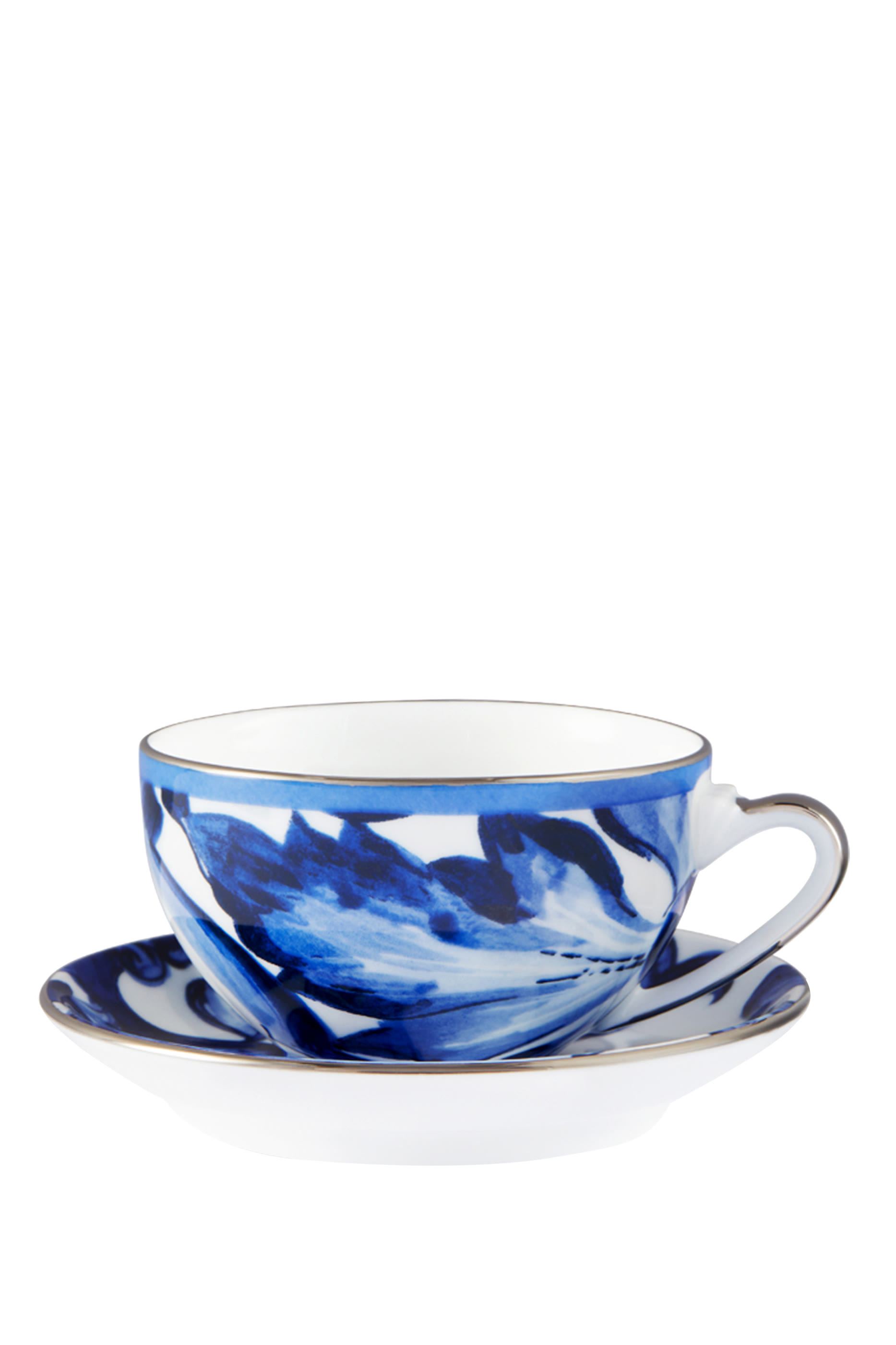 Blu Mediterraneo Fiore Foglie Tea Cup & Saucer Set