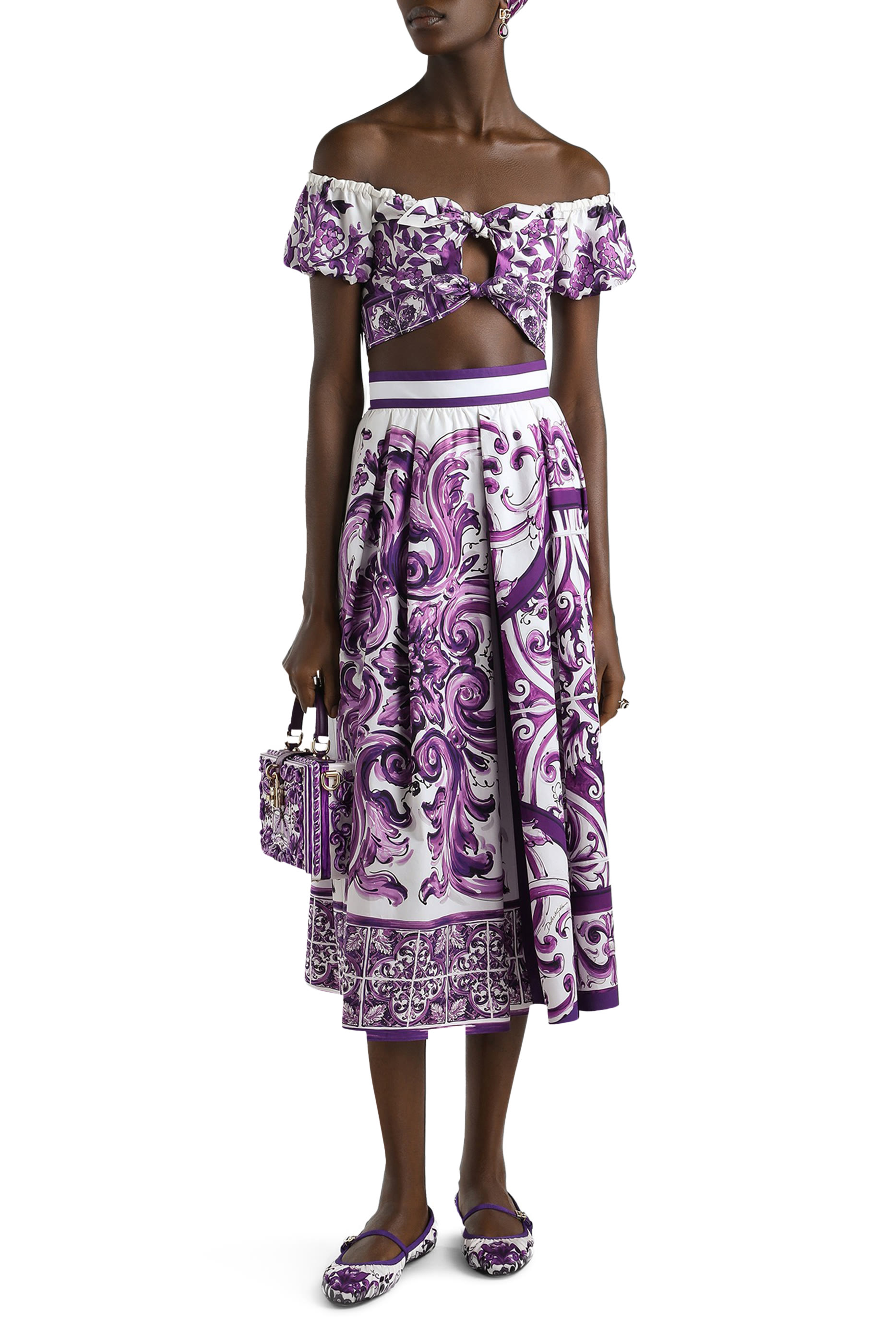 Majolica-Print Poplin Top