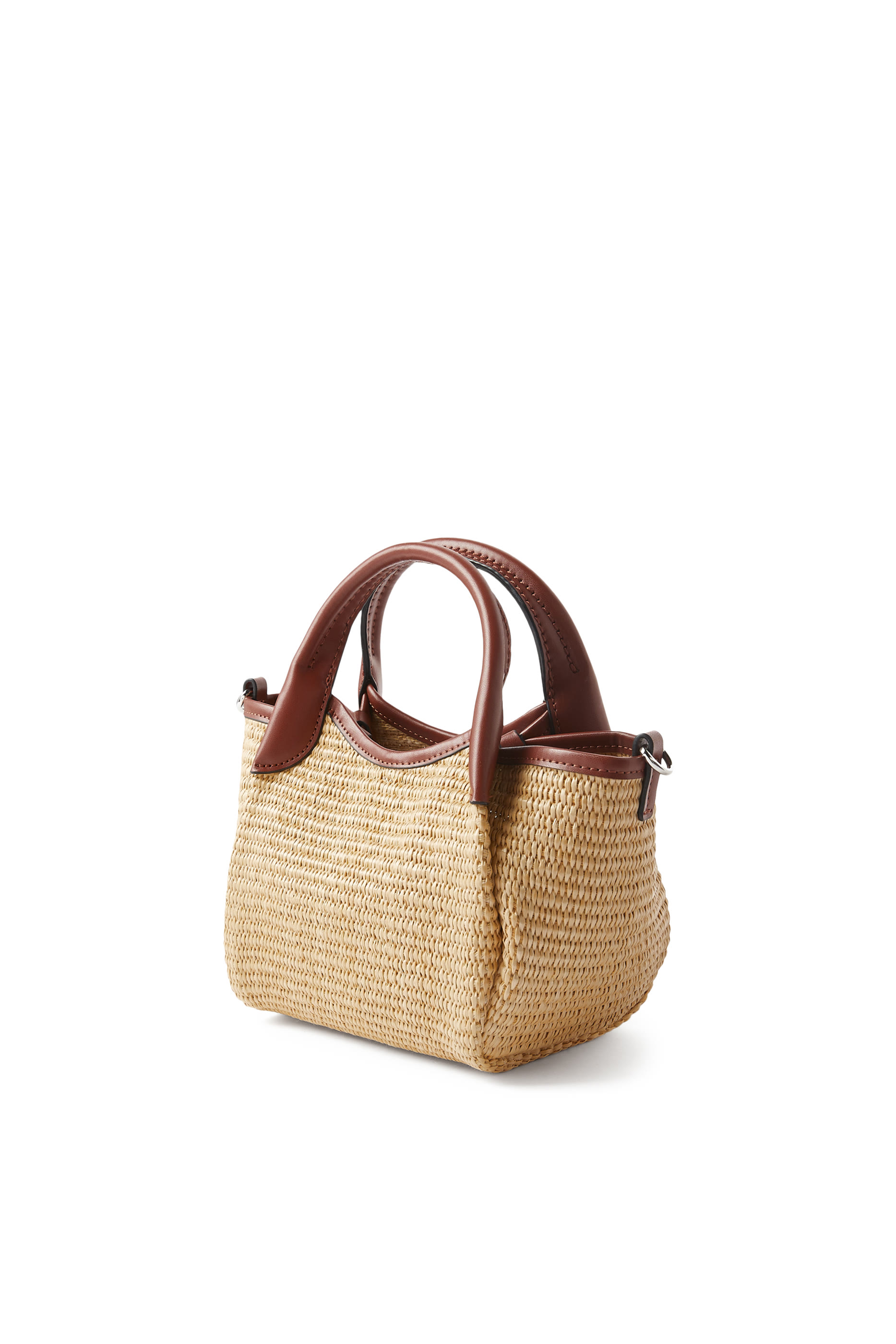 EA Logo Woven Straw Small Shopper Bag