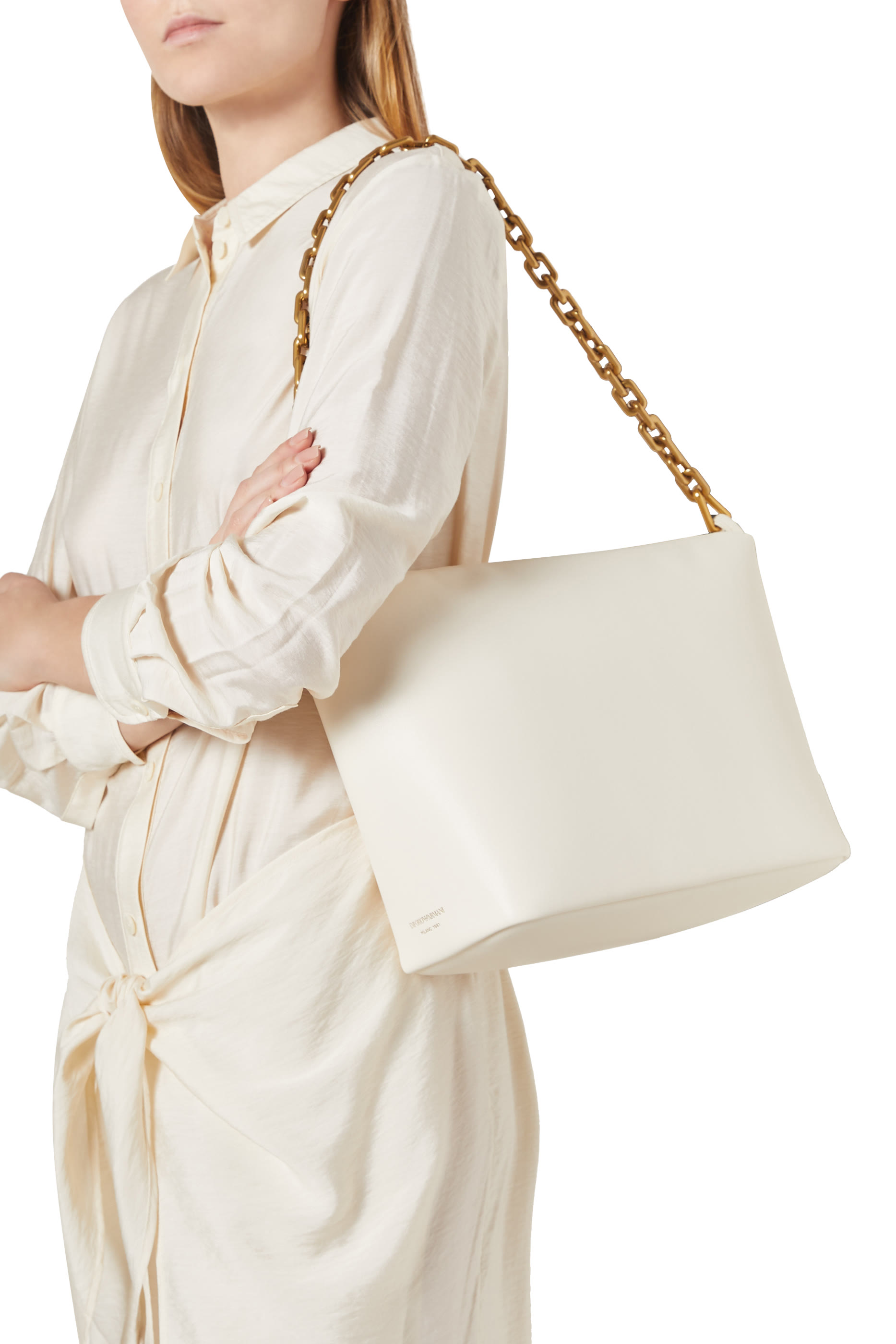 Medium Leather Hobo Bag with Chain