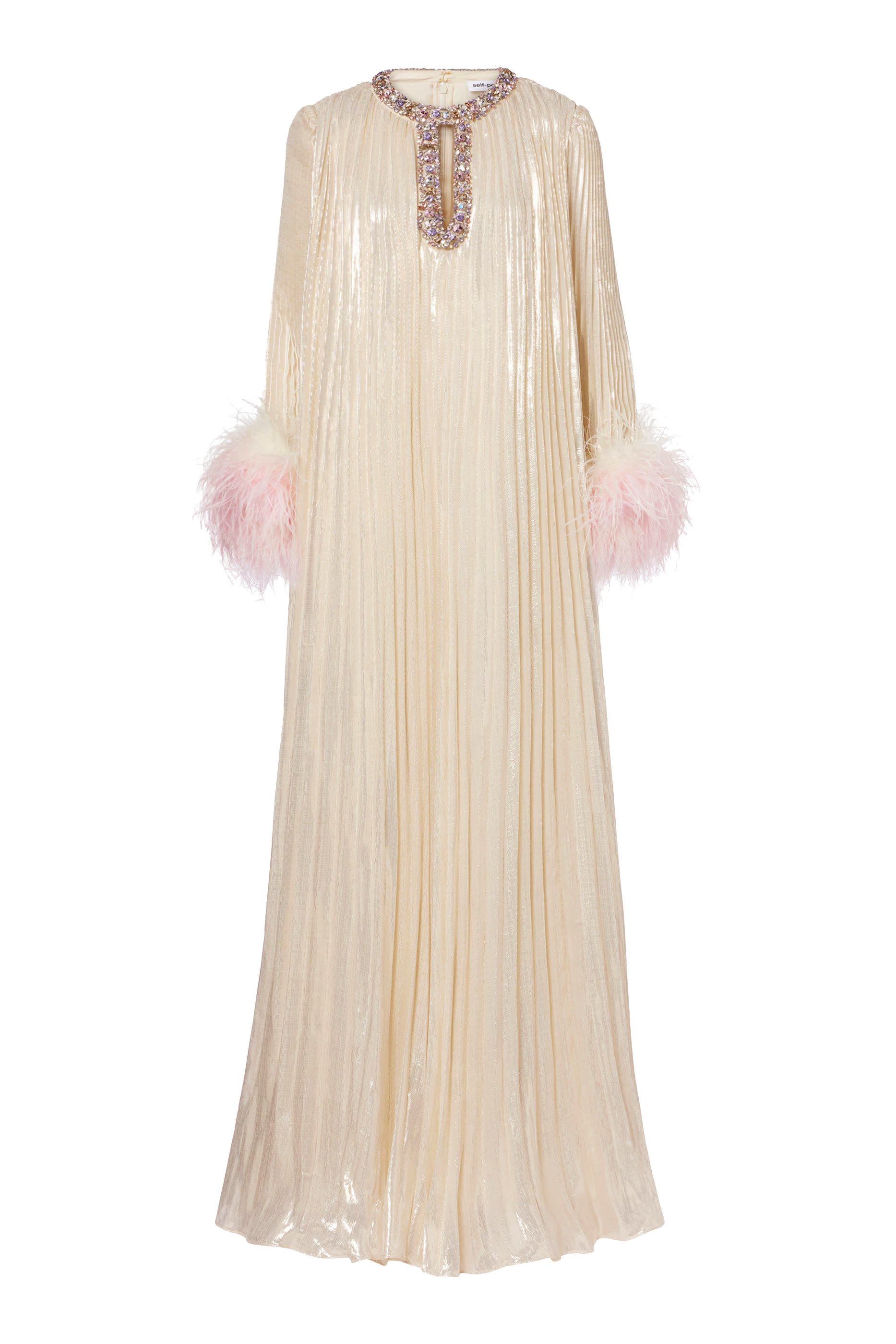 Metallic Ombre Feather Maxi Dress