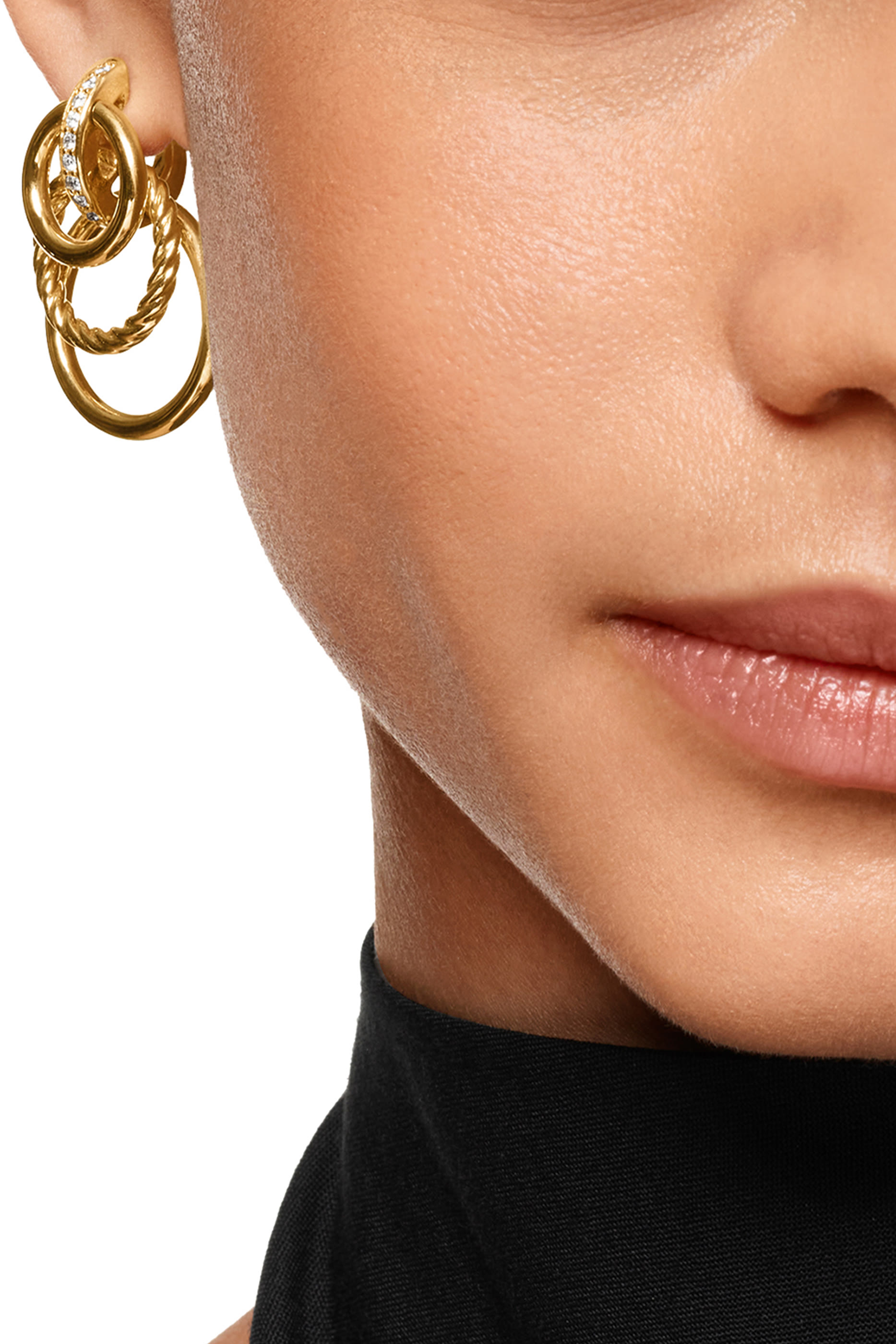  DY Mercer&reg; Triple Ring Drop Earrings, 18K Yellow Gold with Diamonds 