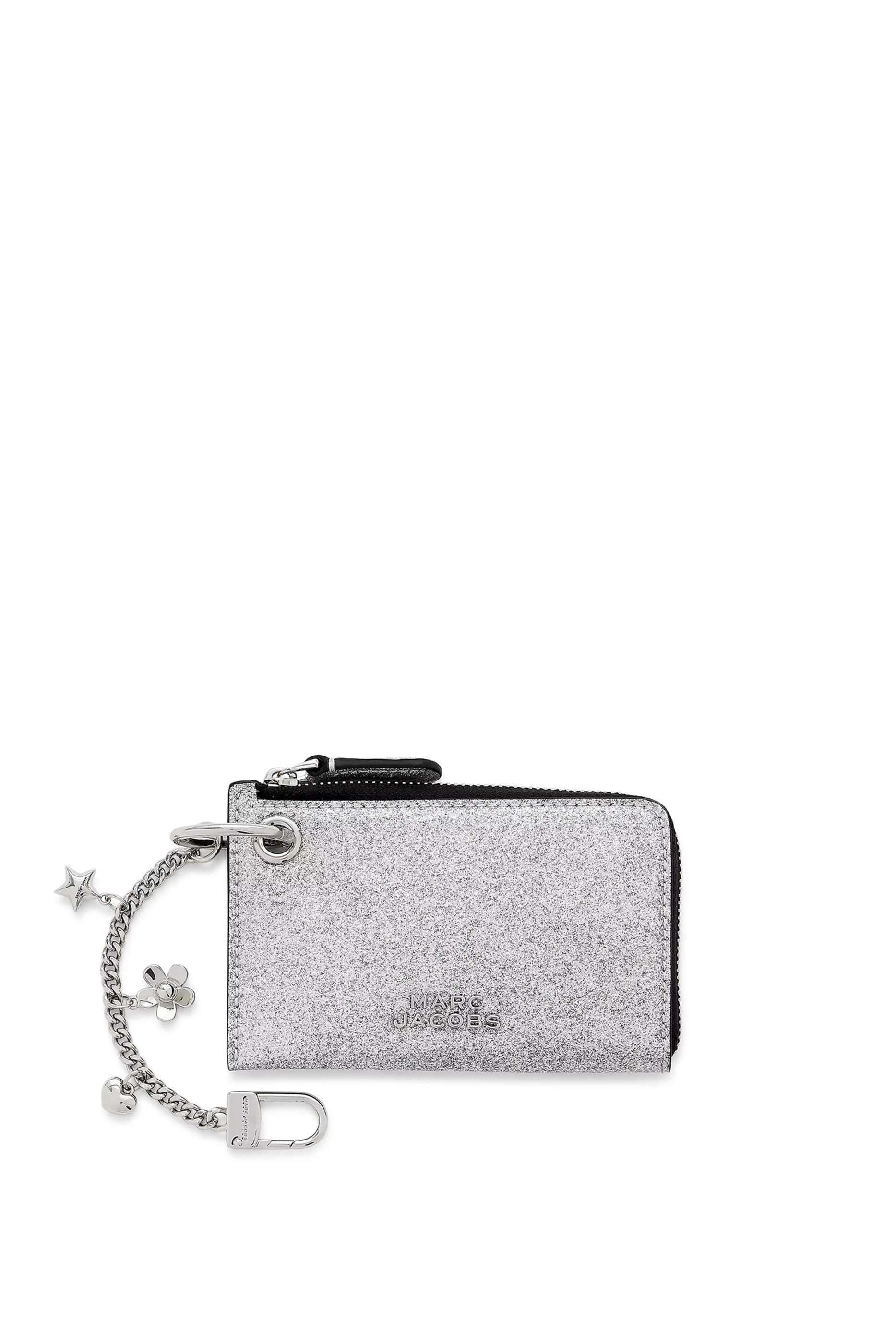 Coated Glitter Everyday Top Zip Charm Wallet 
