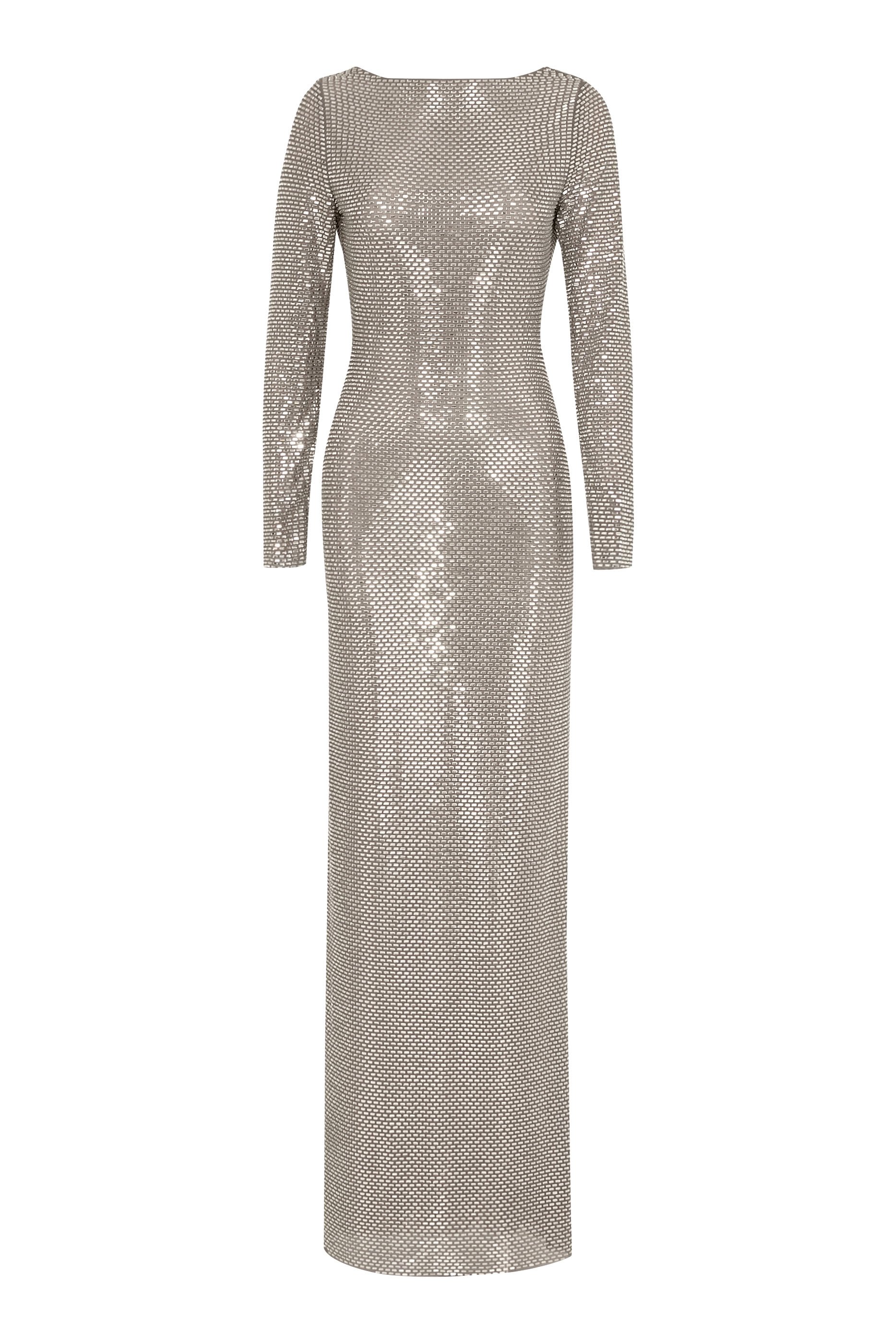 Rhinestone Long Sleeve Maxi Dress