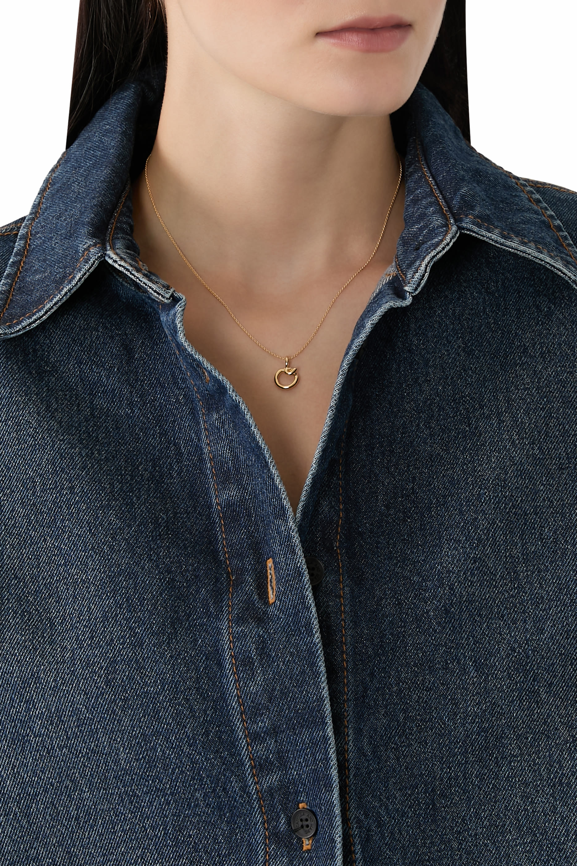 Curly Molten Mini Initial Necklace - O, 18ct Recycled Gold Vermeil on Recycled Sterling Silver