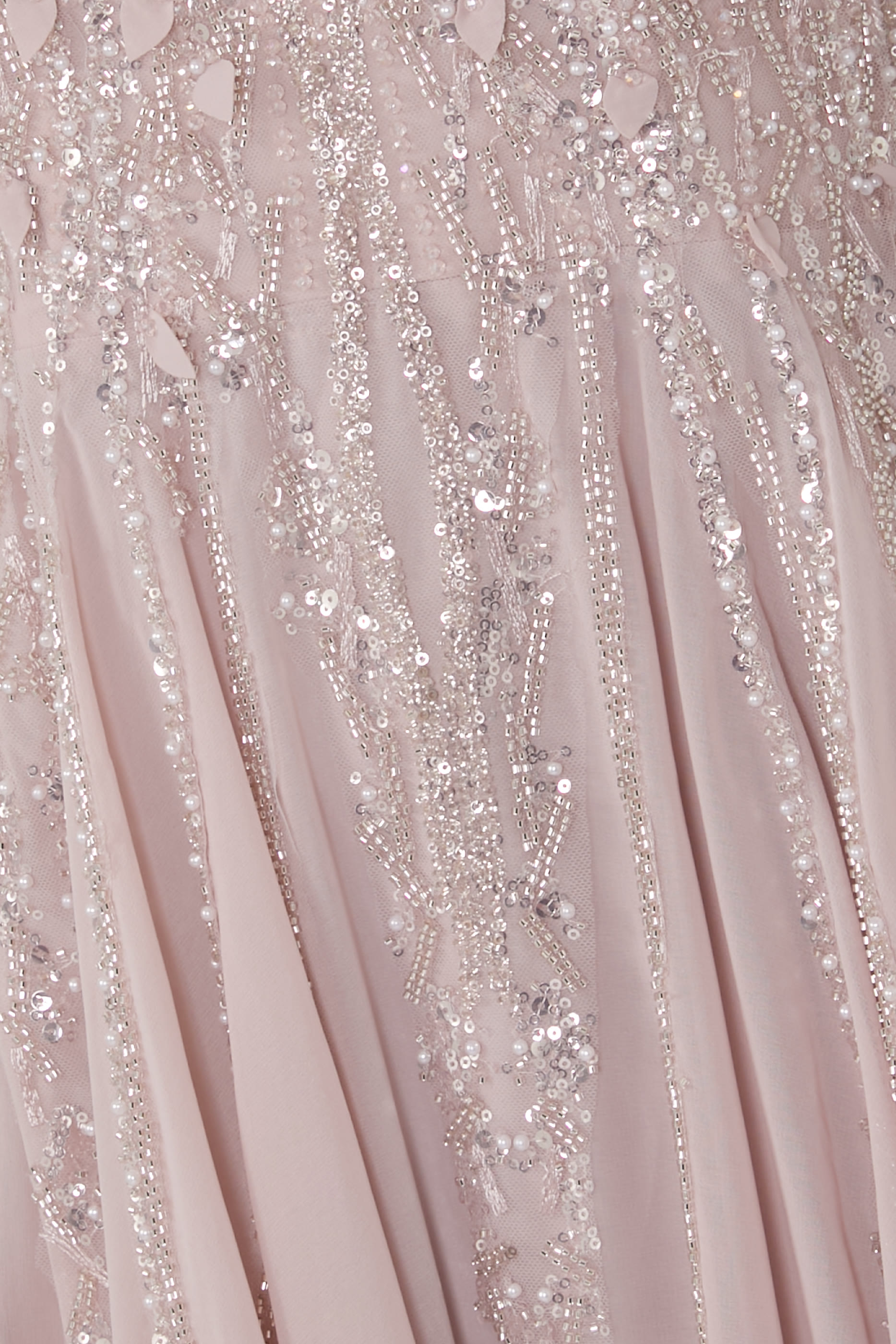  Embellished Long Sleeve Gown with Slit 