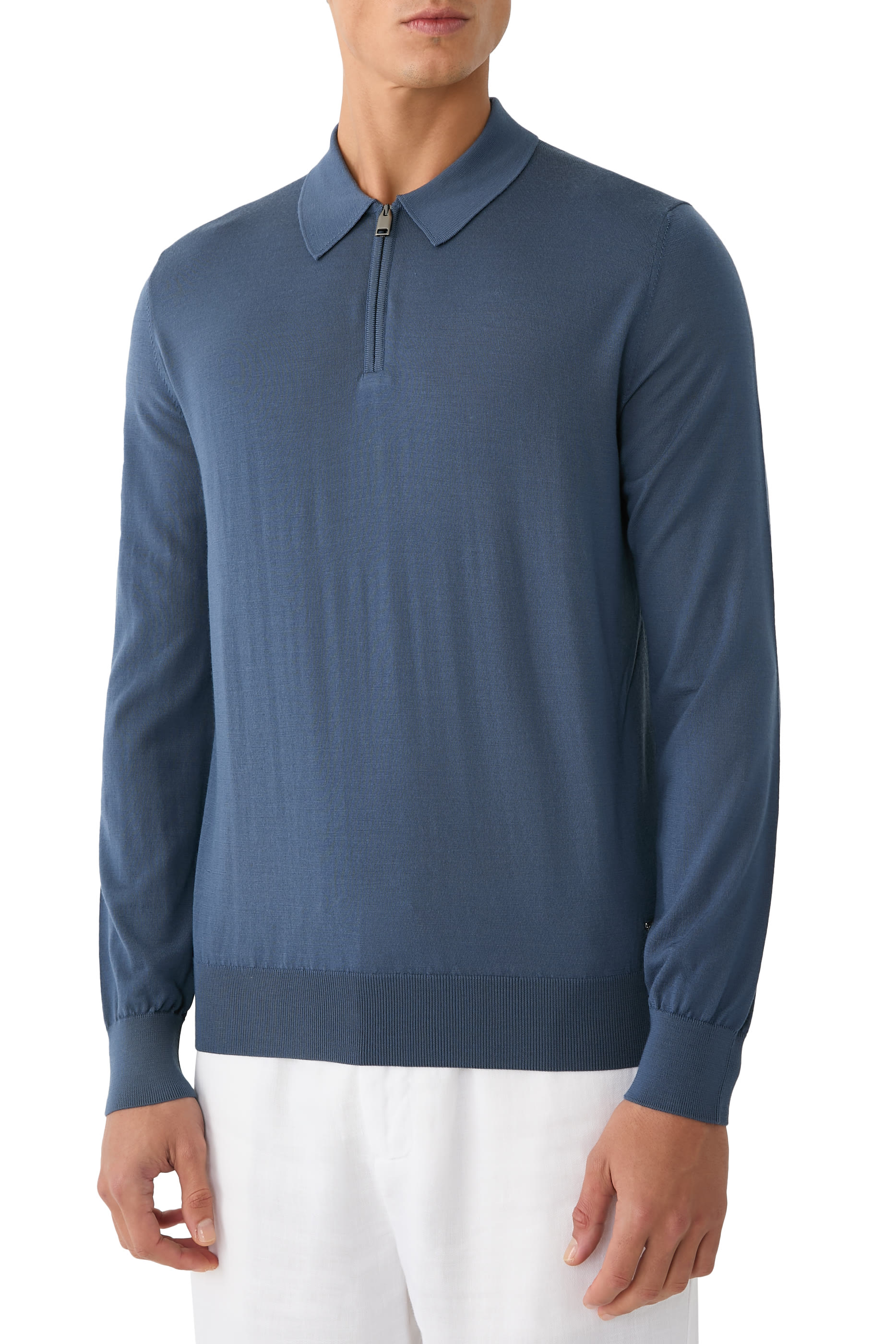 Long Sleeves Zip Polo