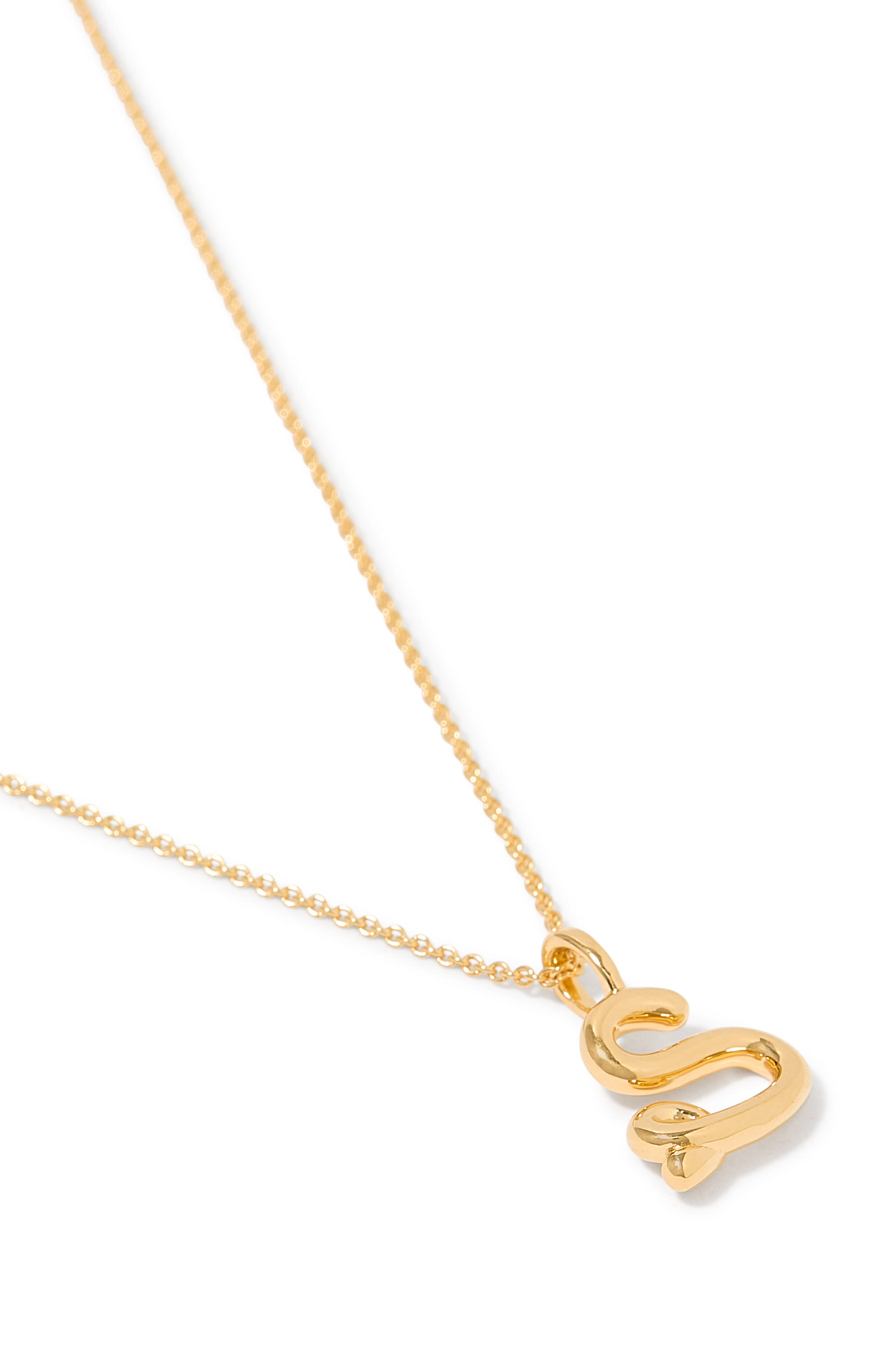Curly Molten Mini Initial Necklace - S, 18ct Recycled Gold Vermeil on Recycled Sterling Silver