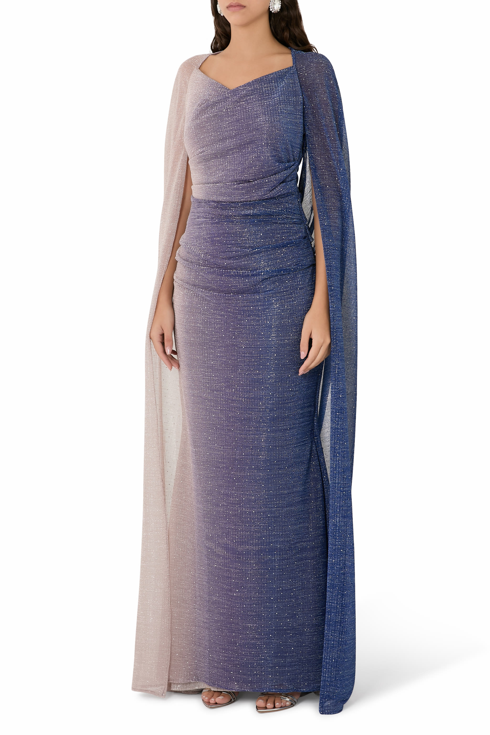 Cape Gown in Metallic Voile