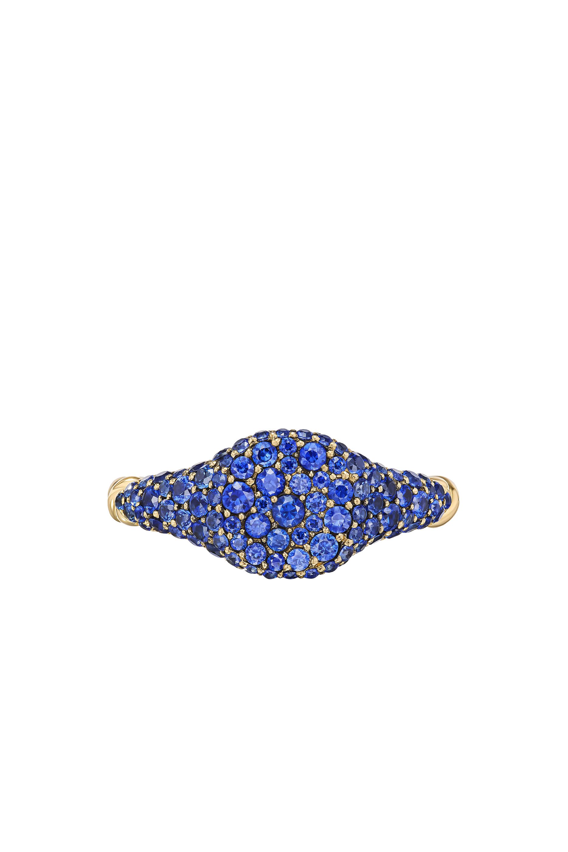 Pinky Petite Pave Ring, 18K Yellow Gold & Sapphires