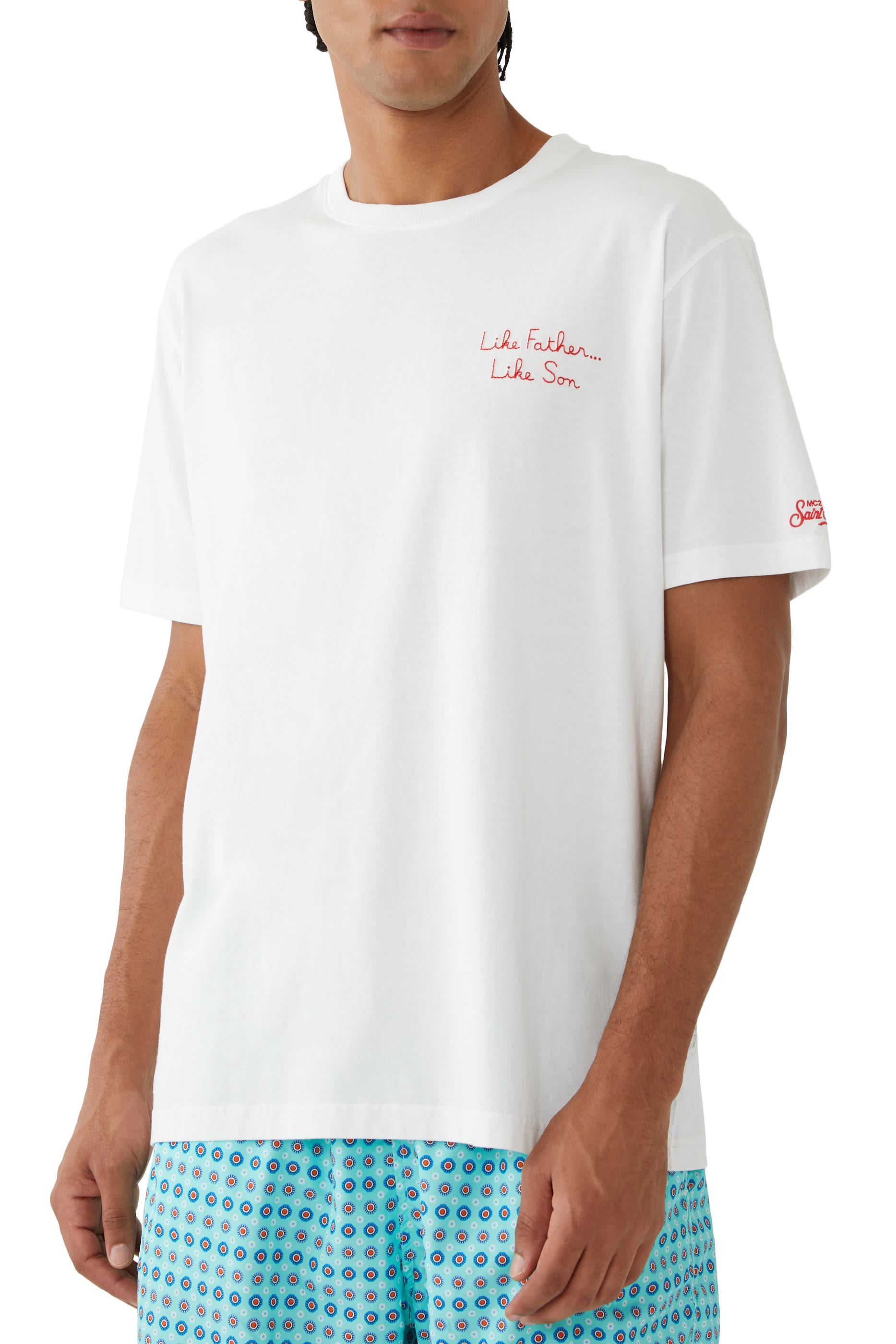 Bart And Homer Print and Embroidery T-Shirt