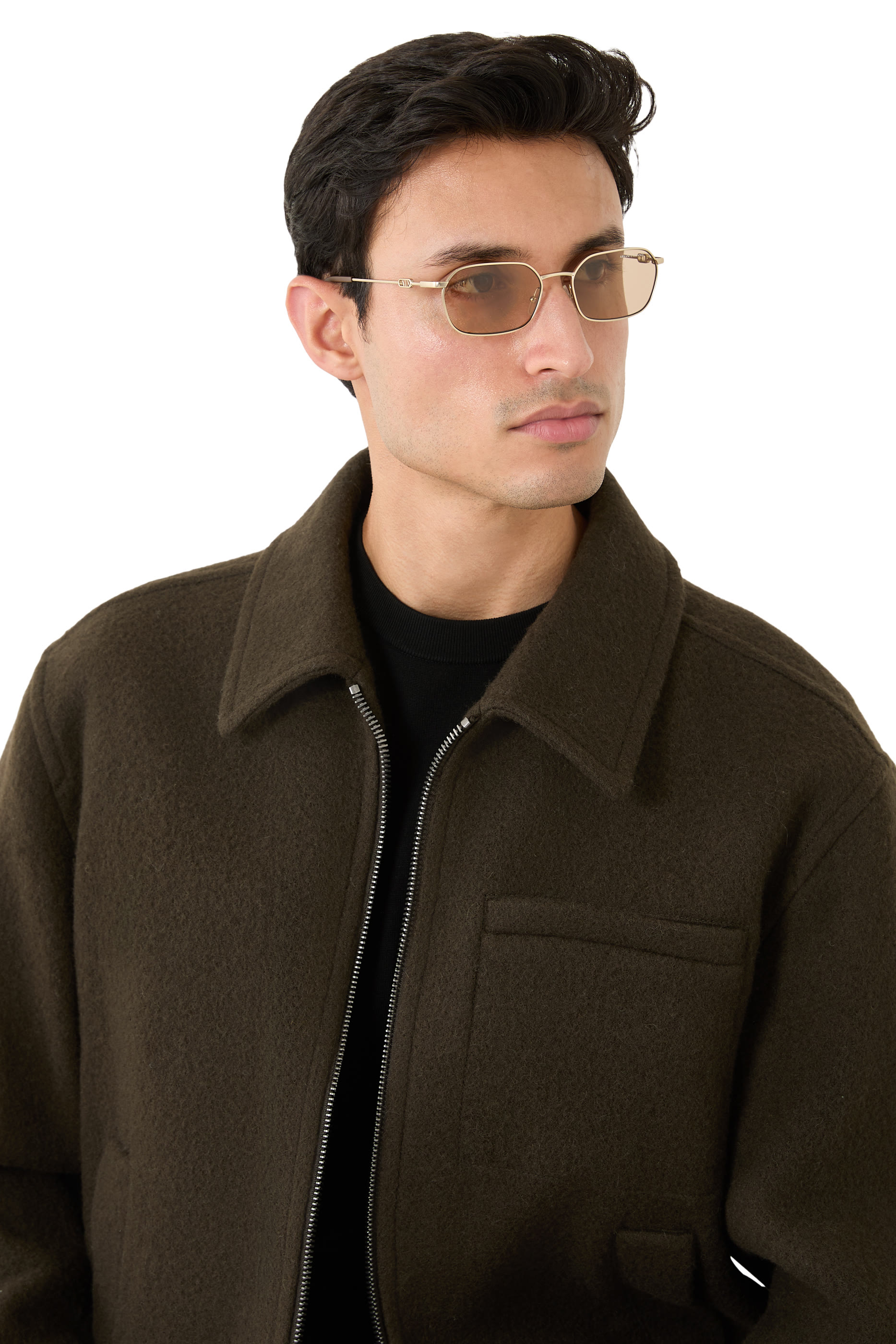 Cross Flat Rectangular Metal Sunglasses