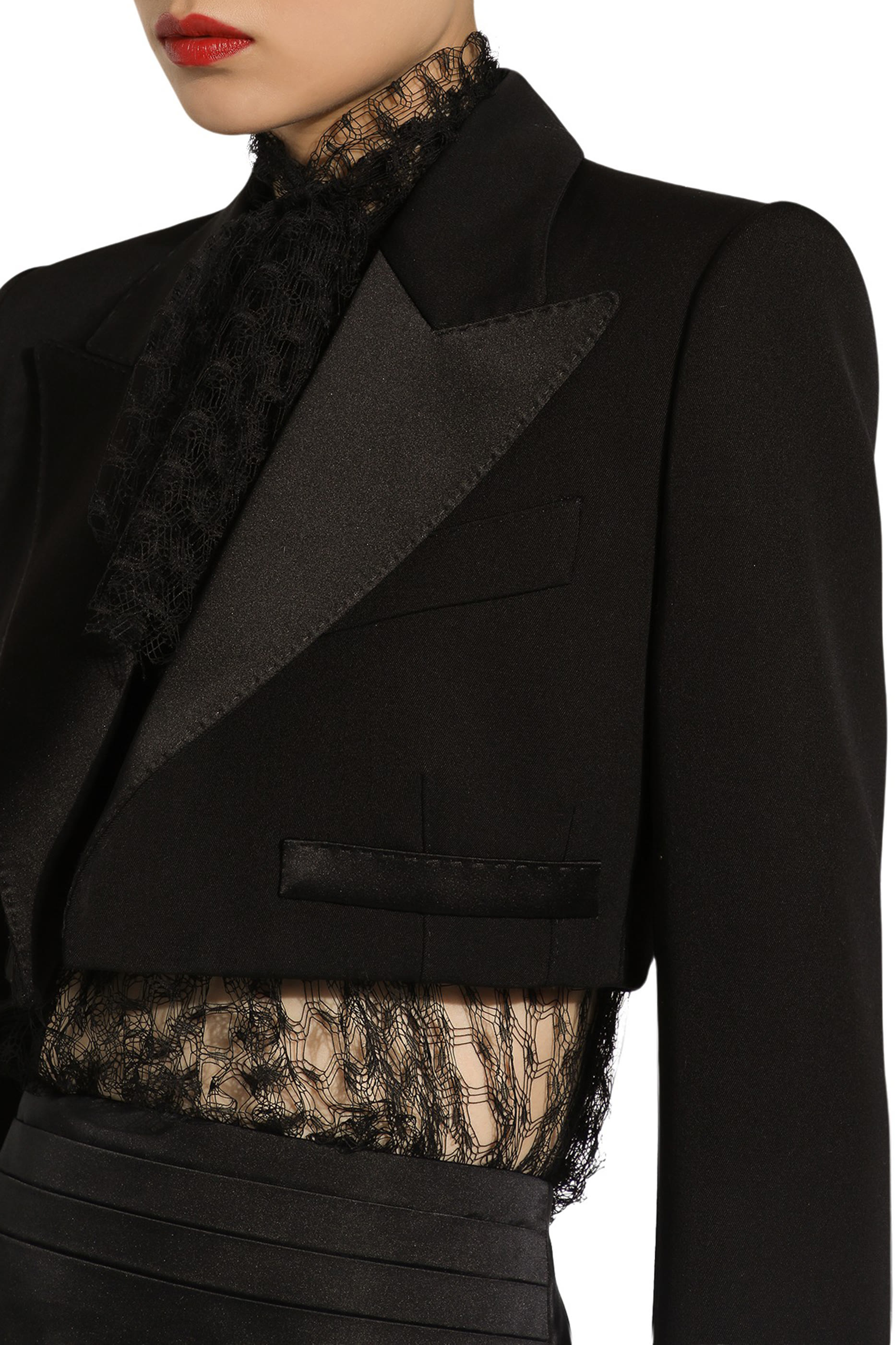 Single-Breasted Wool Gabardine Spencer Tuxedo Jacket