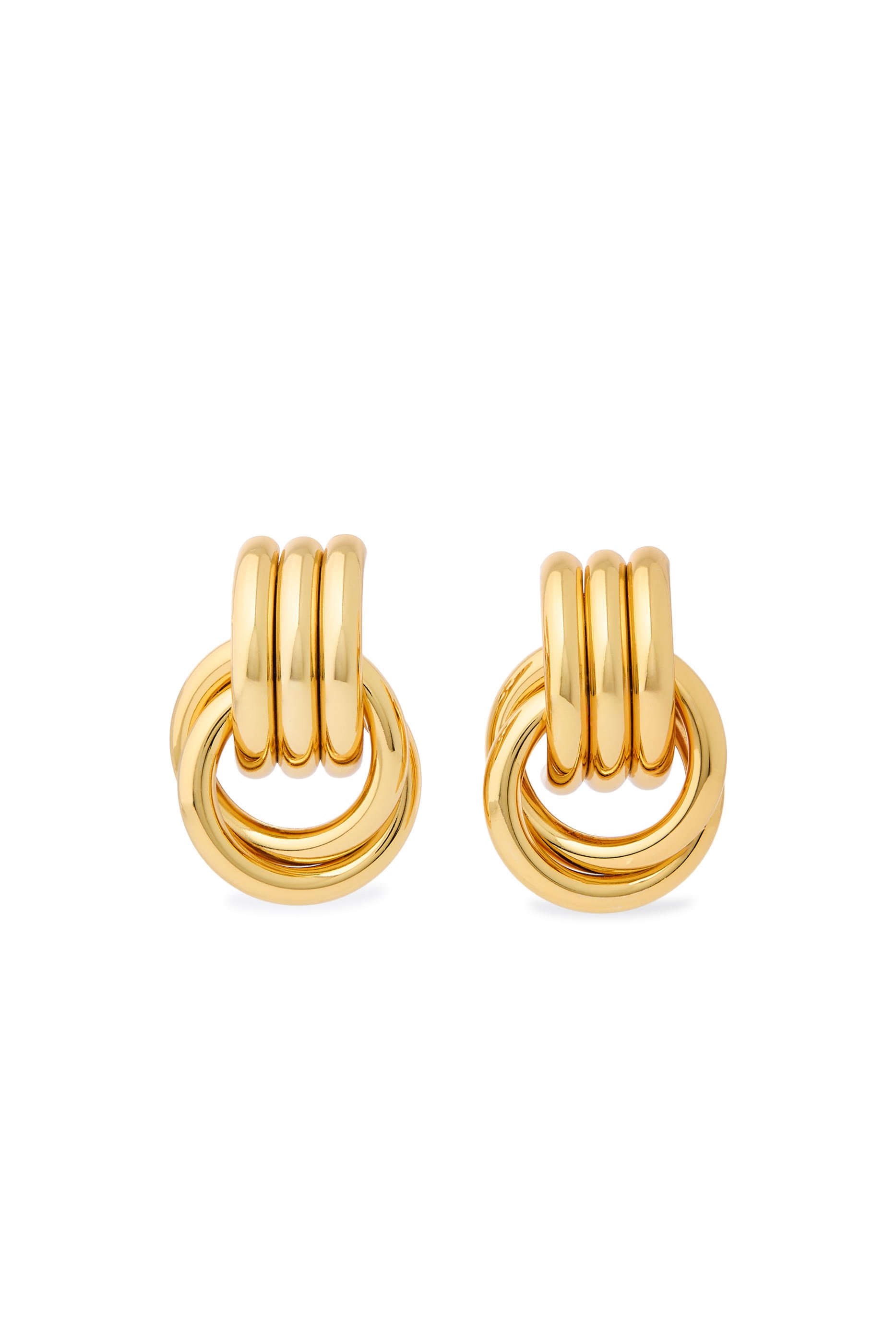 Mini Knot Earrings, Gold-Plated Brass