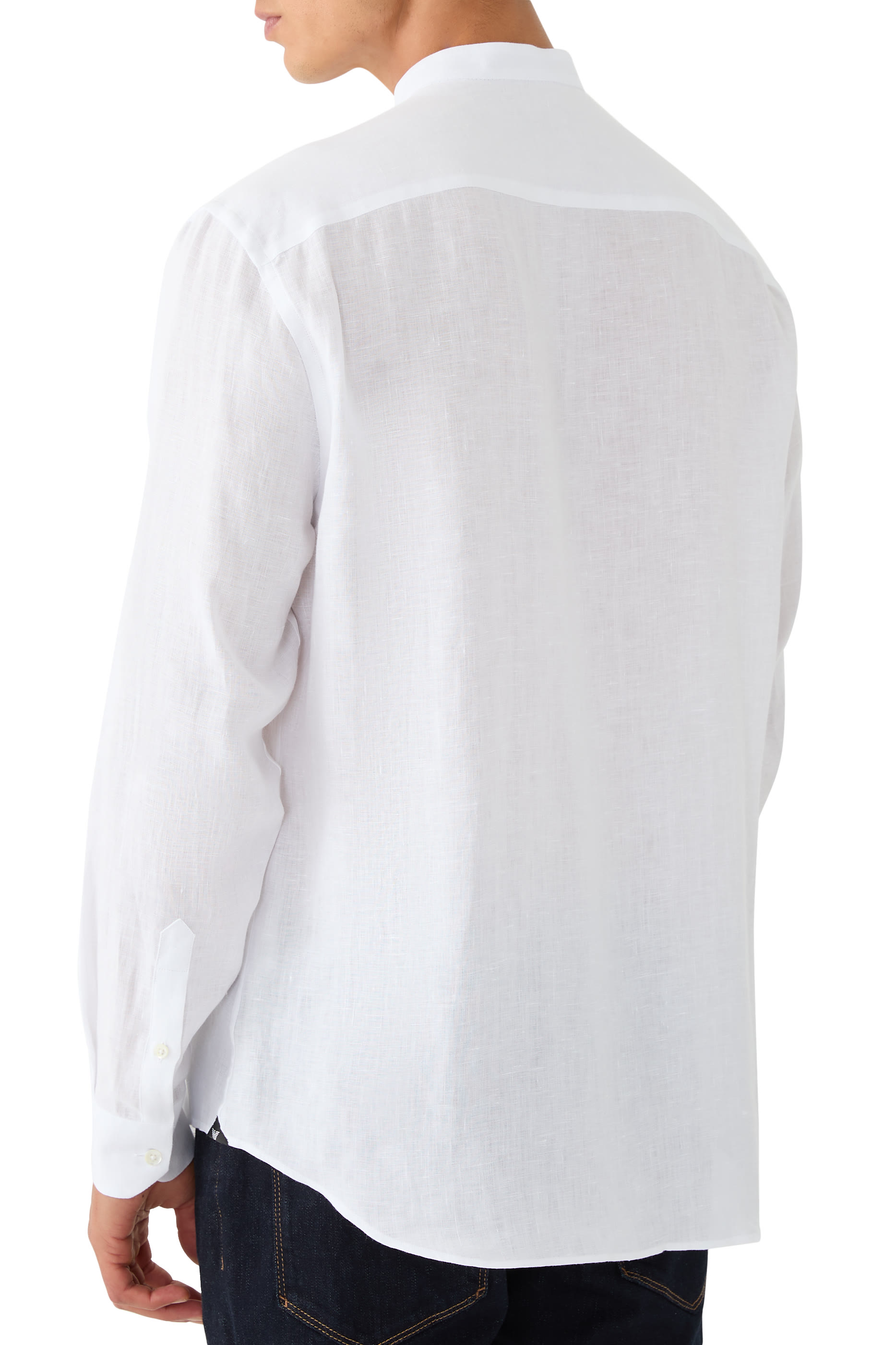 Linen Chambray Shirt with Guru Collar 