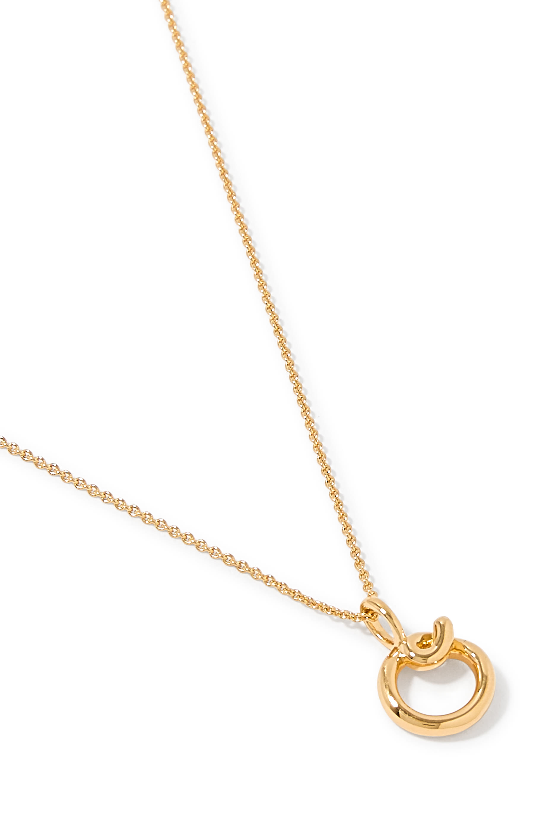 Curly Molten Mini Initial Necklace - O, 18ct Recycled Gold Vermeil on Recycled Sterling Silver