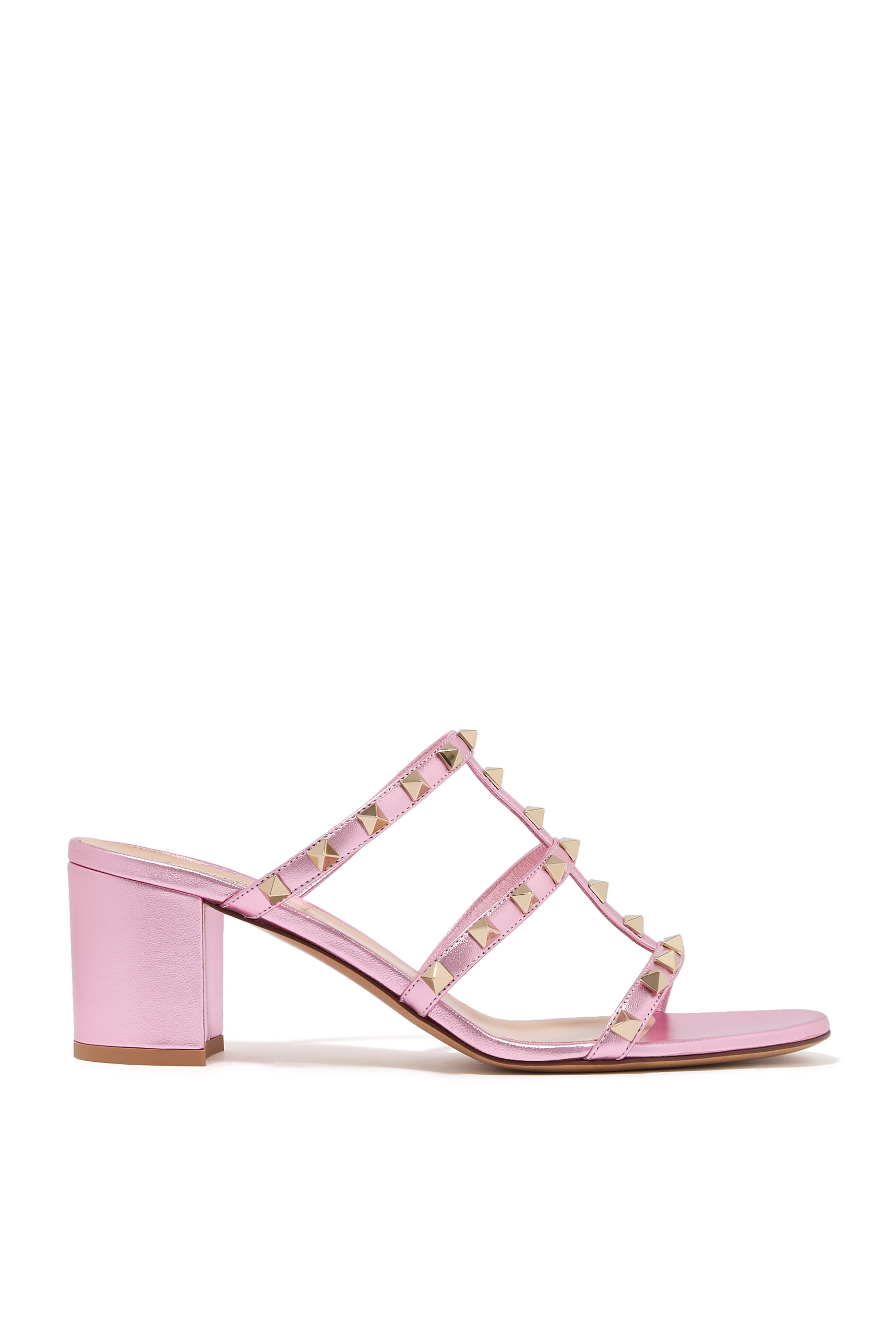 Rockstud 60 Calfskin Leather Slide Sandals