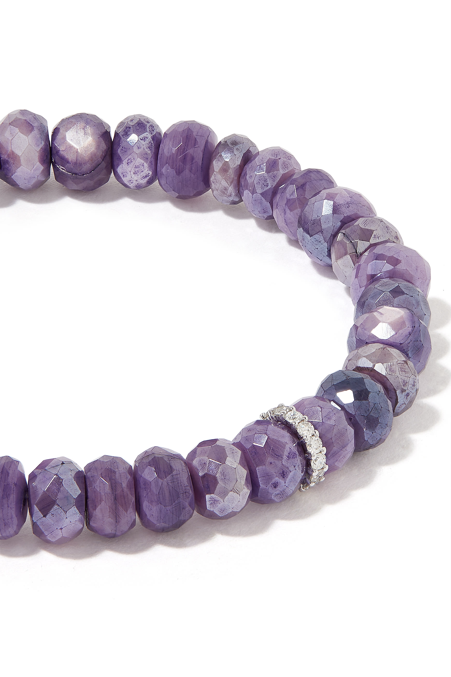 Small Cocktail Eternity Bracelet, 14K White Gold with Purple Moonstone & Diamonds