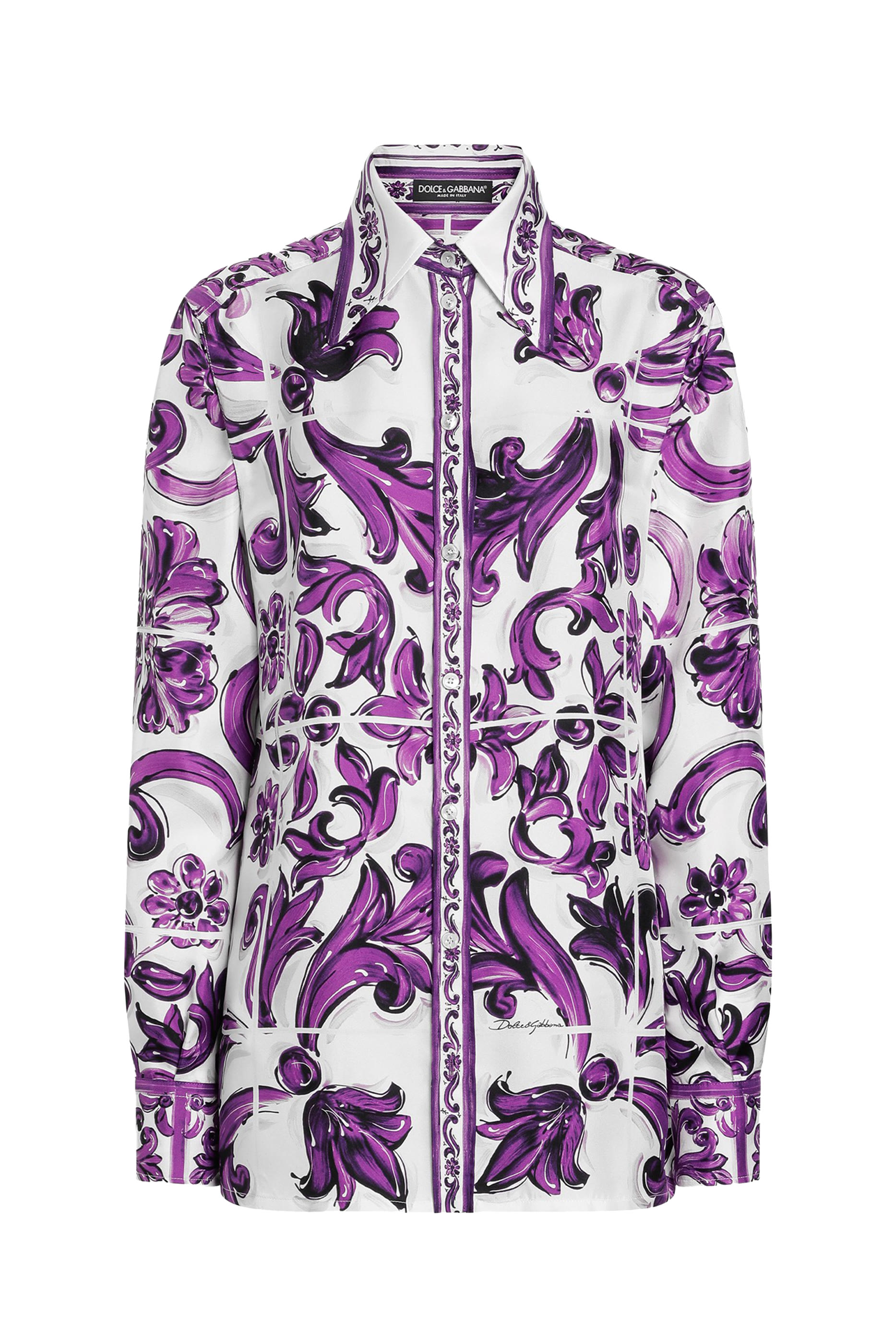 Majolica-Print Silk Twill Shirt