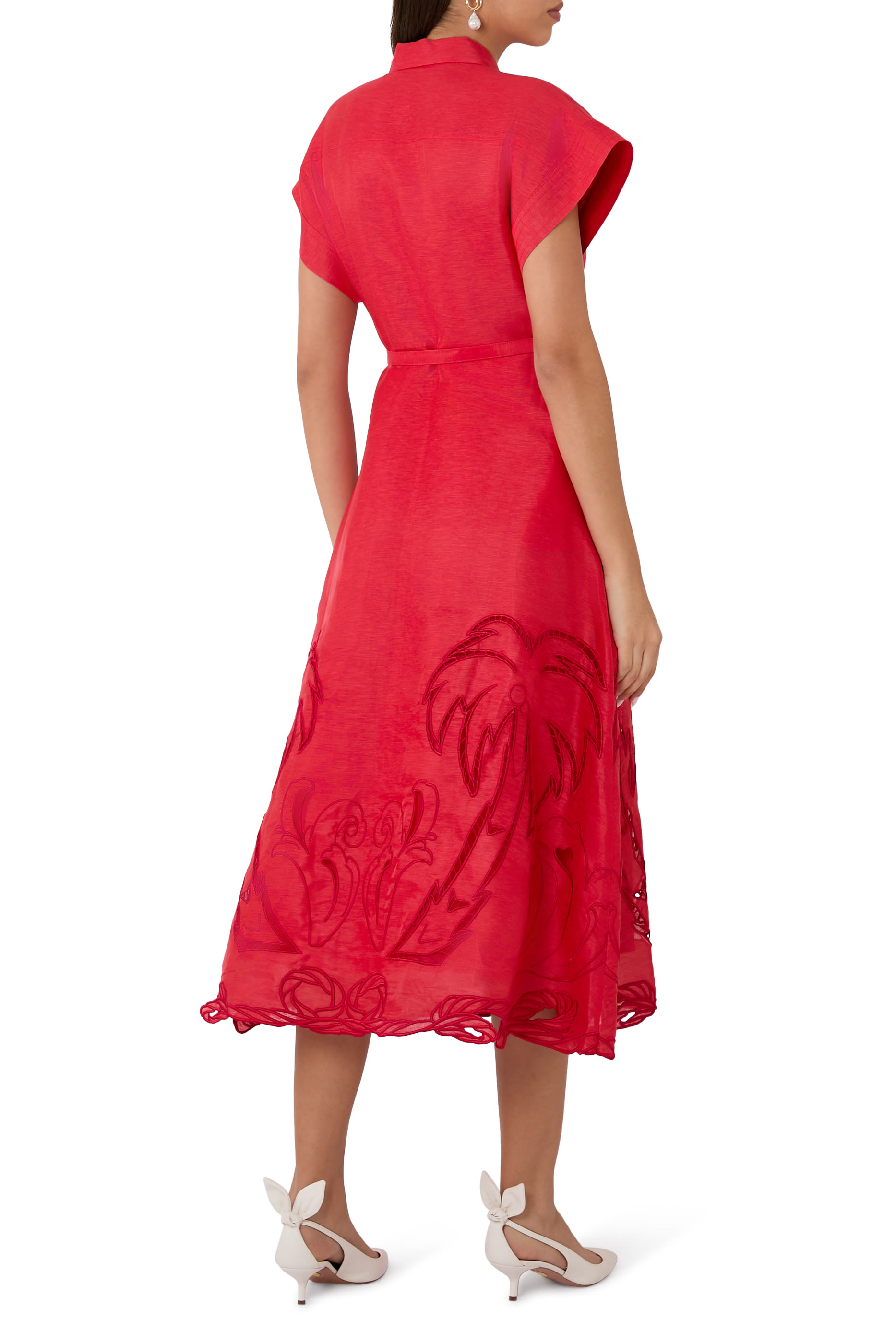 Aubrey Palm Shirt Midi Dress