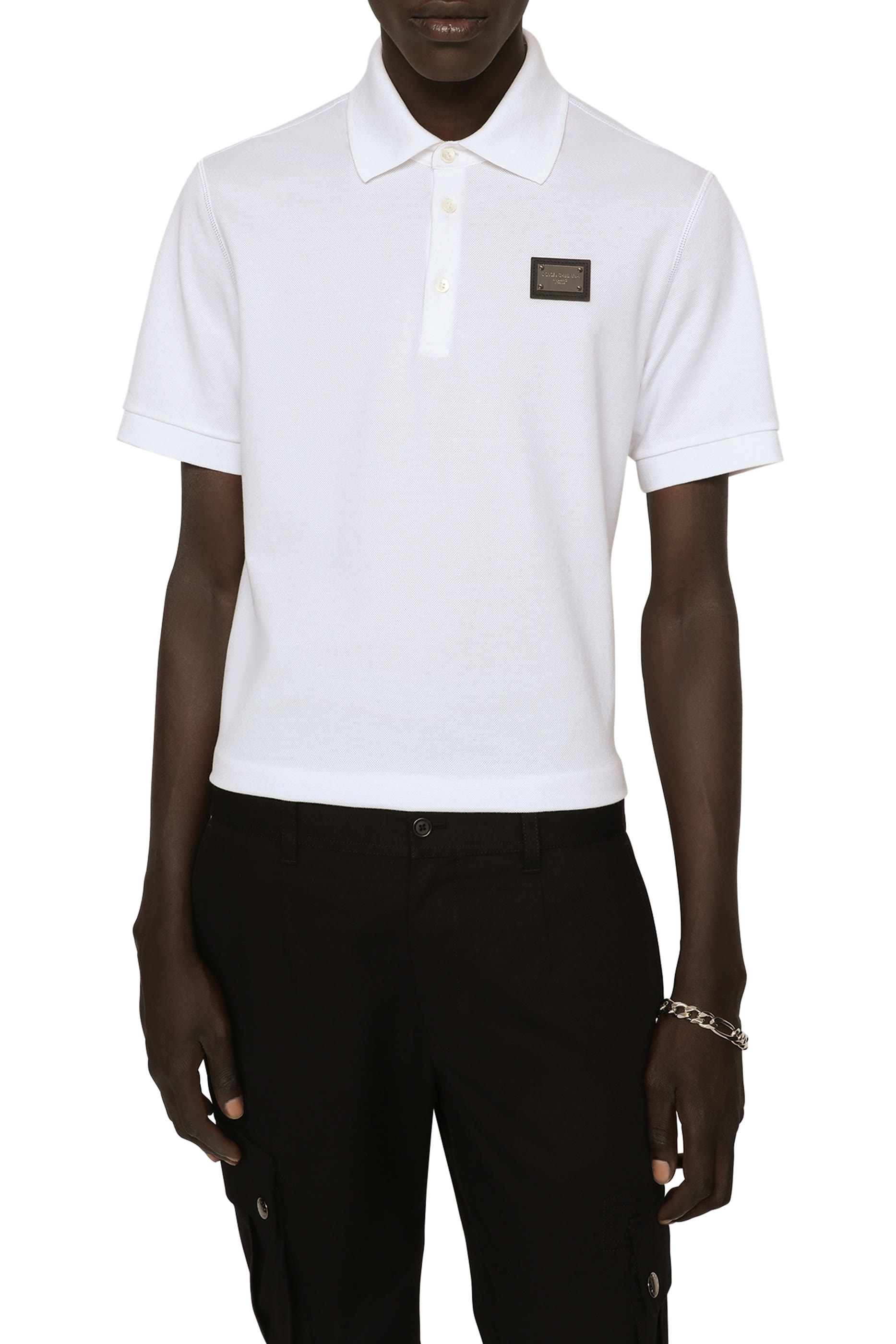 Cotton Piqu&eacute; Polo-Shirt with Branded Tag