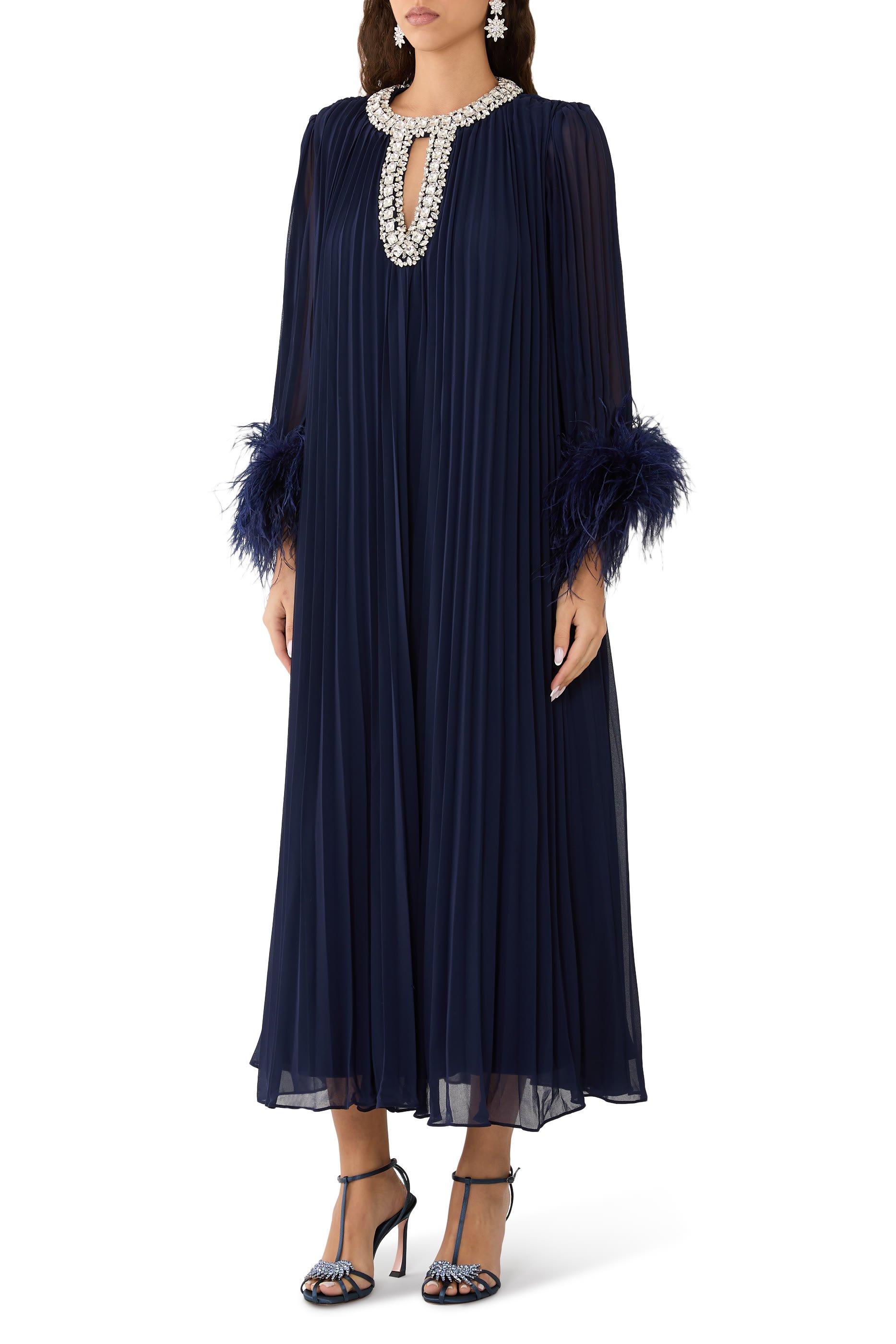 Chiffon Feather Midi Dress