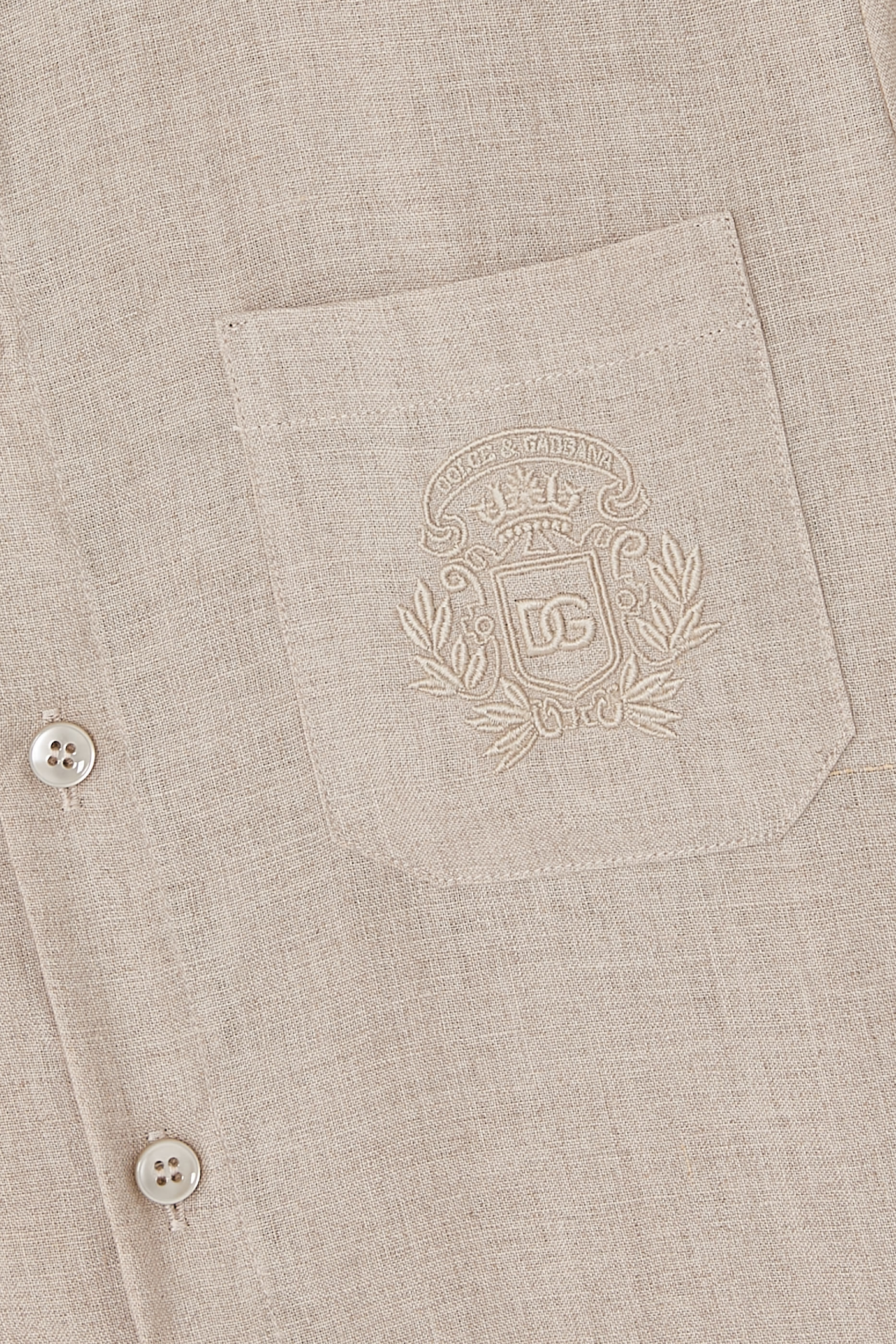 Kids  Linen Shirt with Crest Embroidery