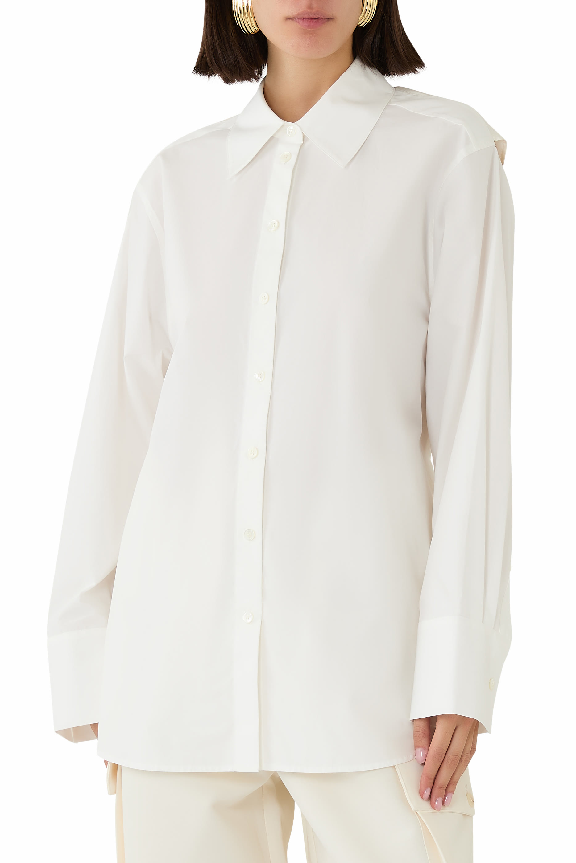 Poplin Silk Combined Gilet-Shirt 
