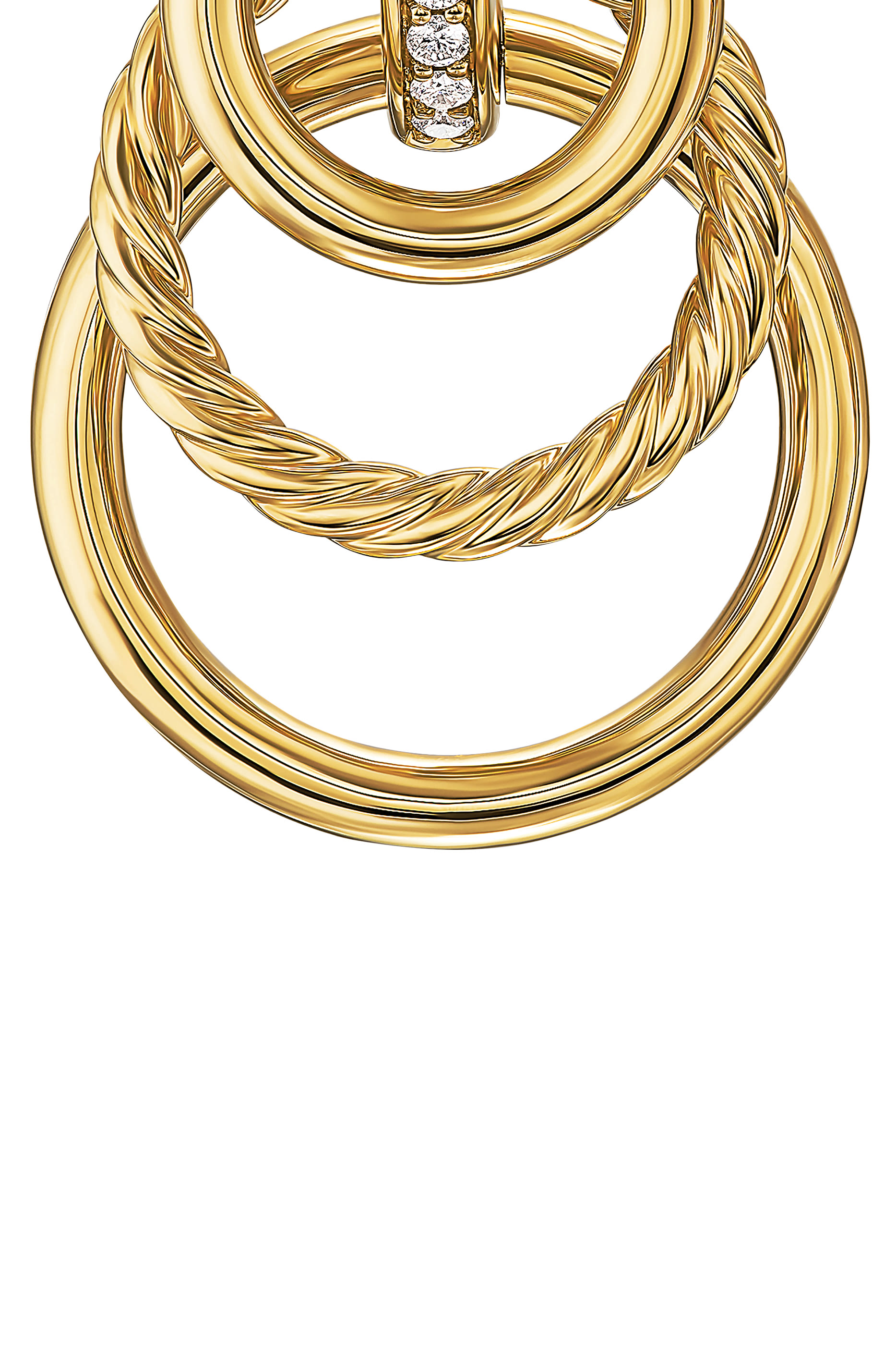  DY Mercer&reg; Triple Ring Drop Earrings, 18K Yellow Gold with Diamonds 