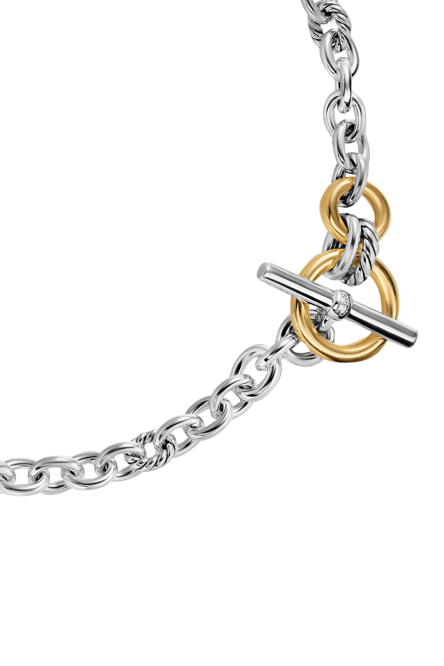 DY Mercer&reg; Toggle Chain Necklace, Sterling Silver with 18k Yellow Gold & Diamonds