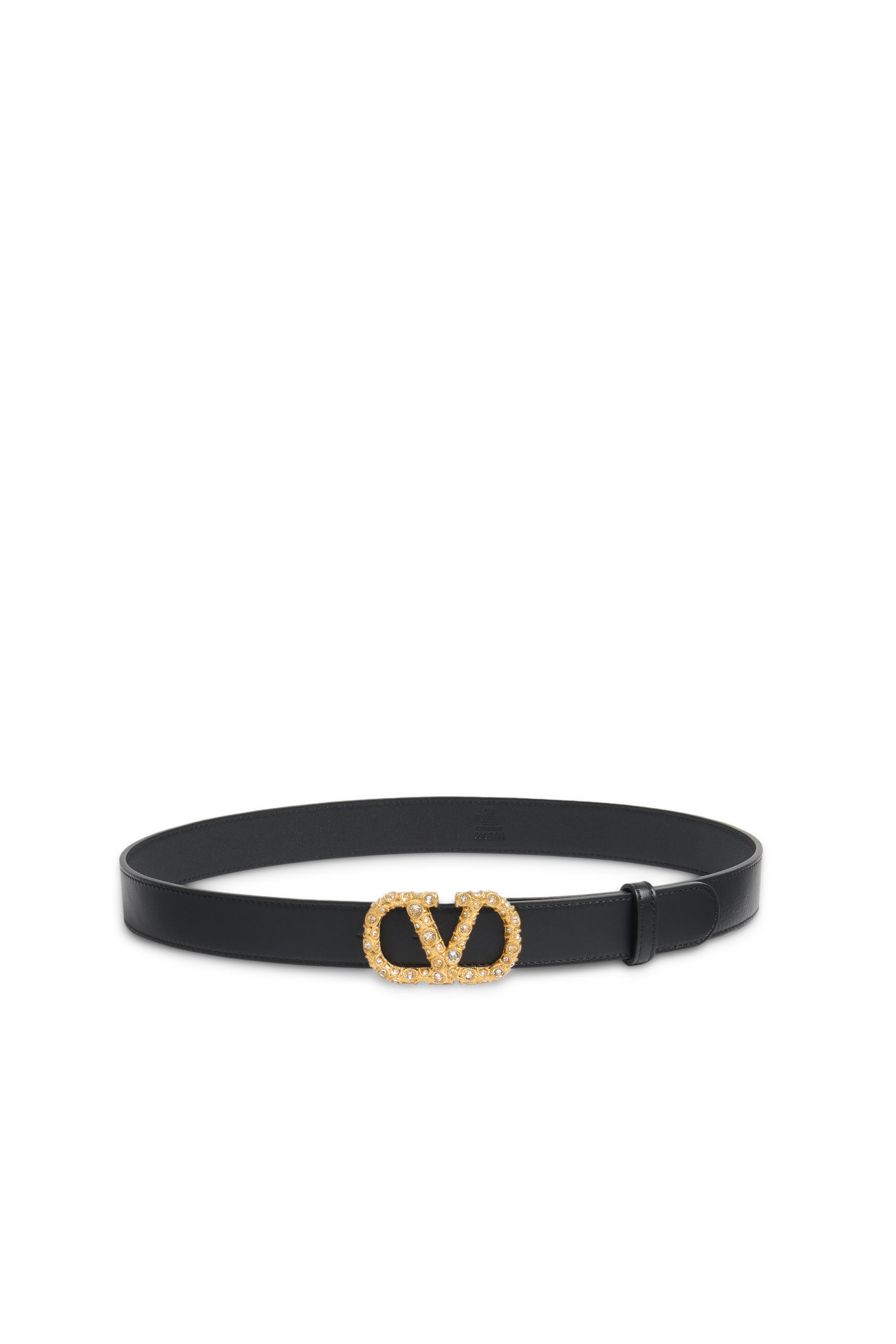 VLogo Signature Belt in Shiny Calfskin with Crystals 30mm