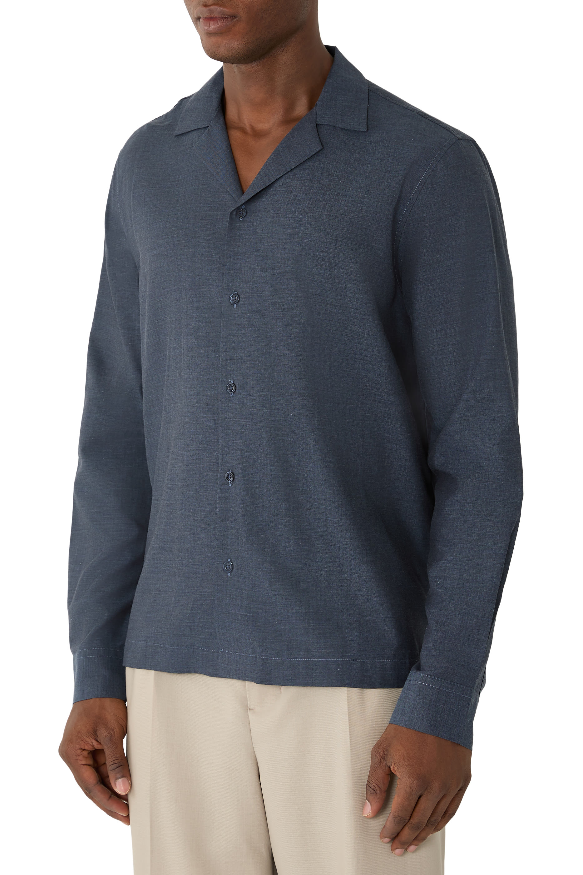 Safra Herringbone Cotton-Flannel Shirt