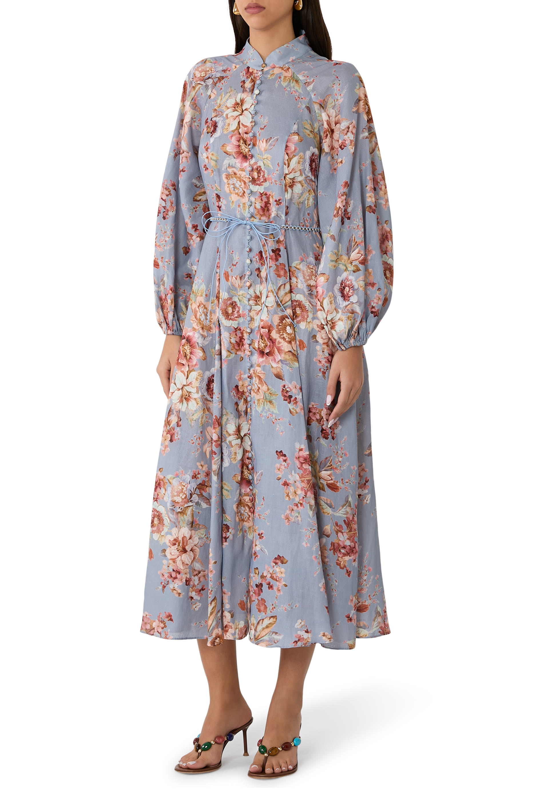 Awaken Floral Linen Midi Dress