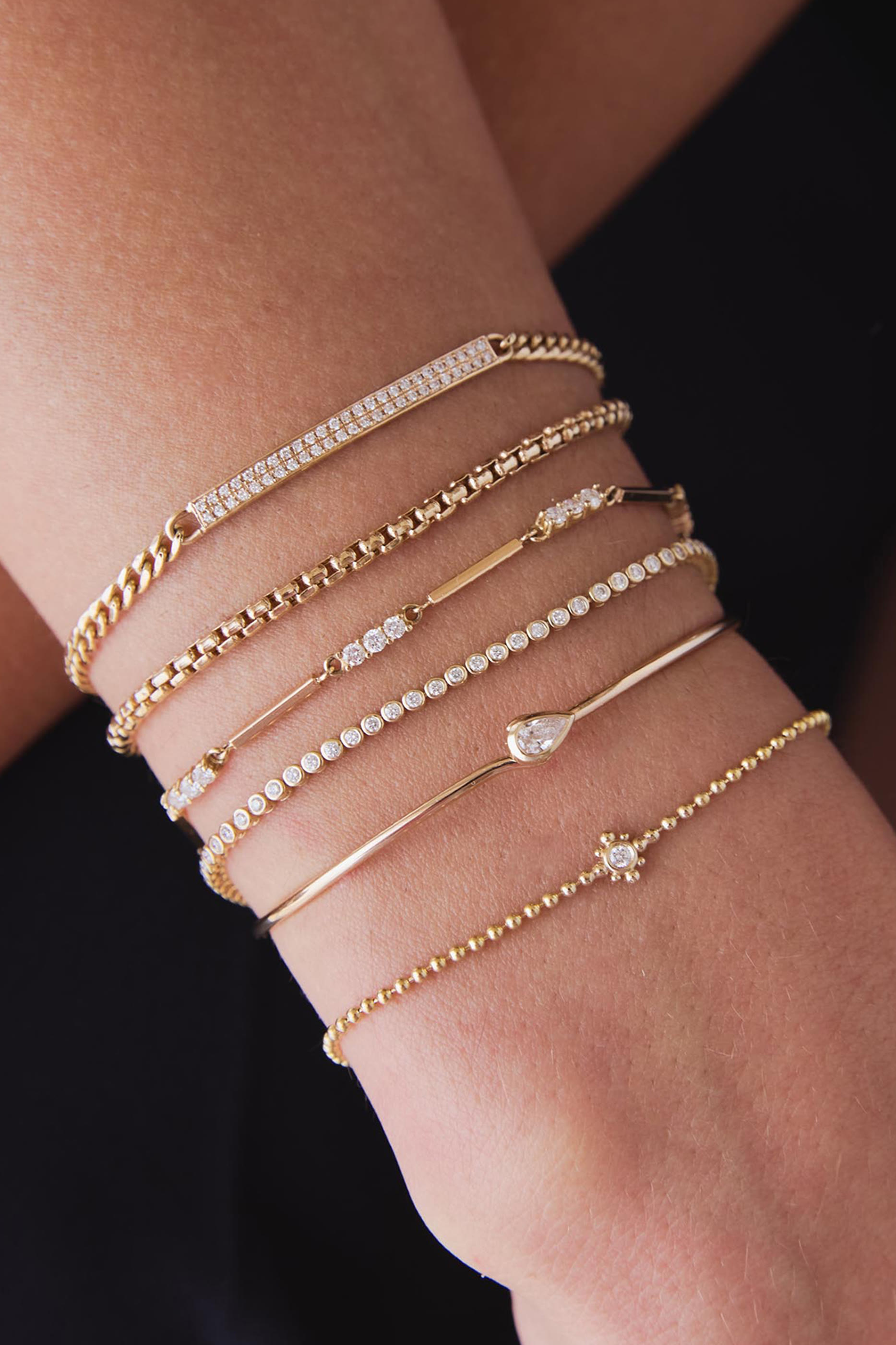 Gold Medium Box Chain Bracelet, 14K Yellow Gold